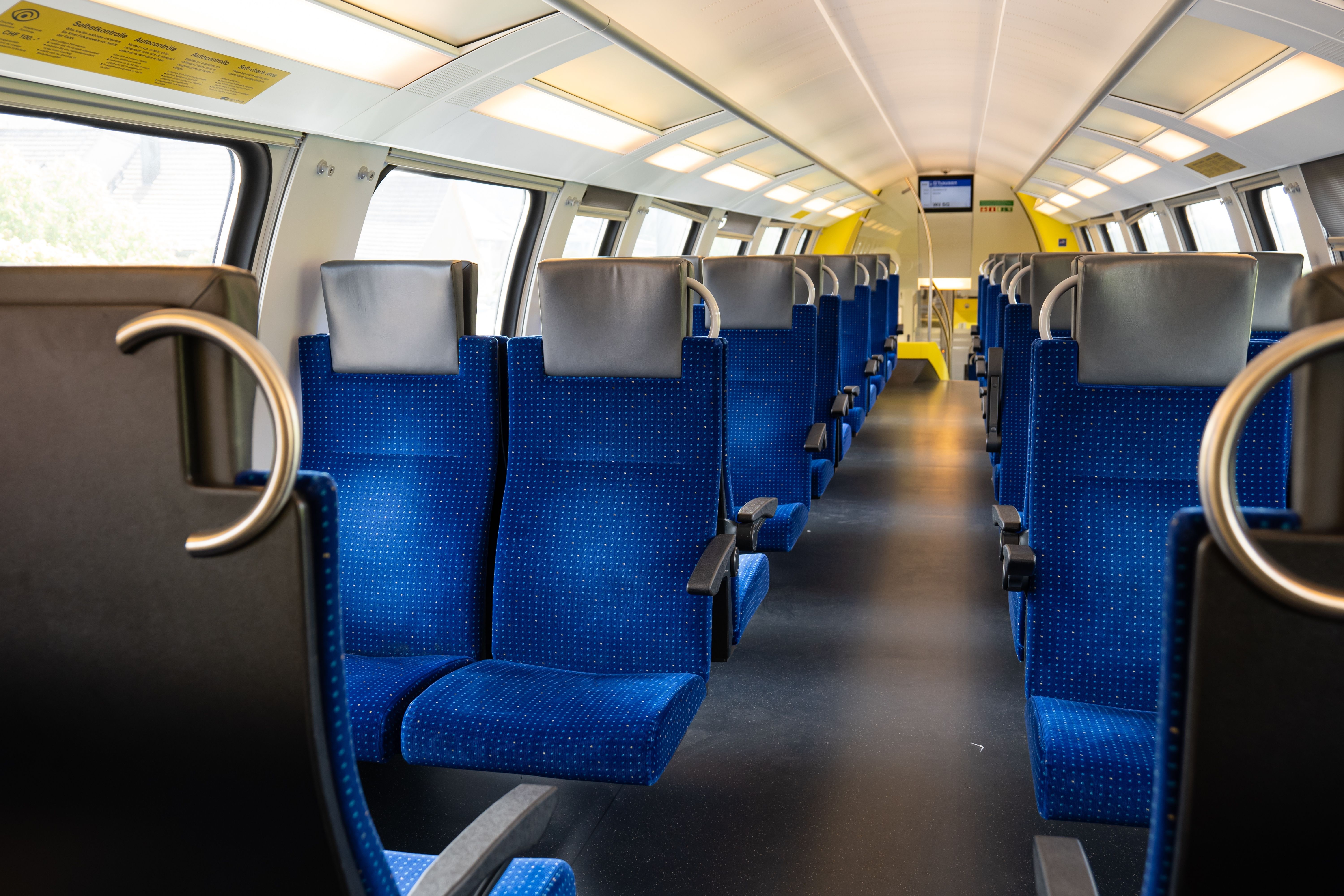 Empty seats on a passenger train in Europe.