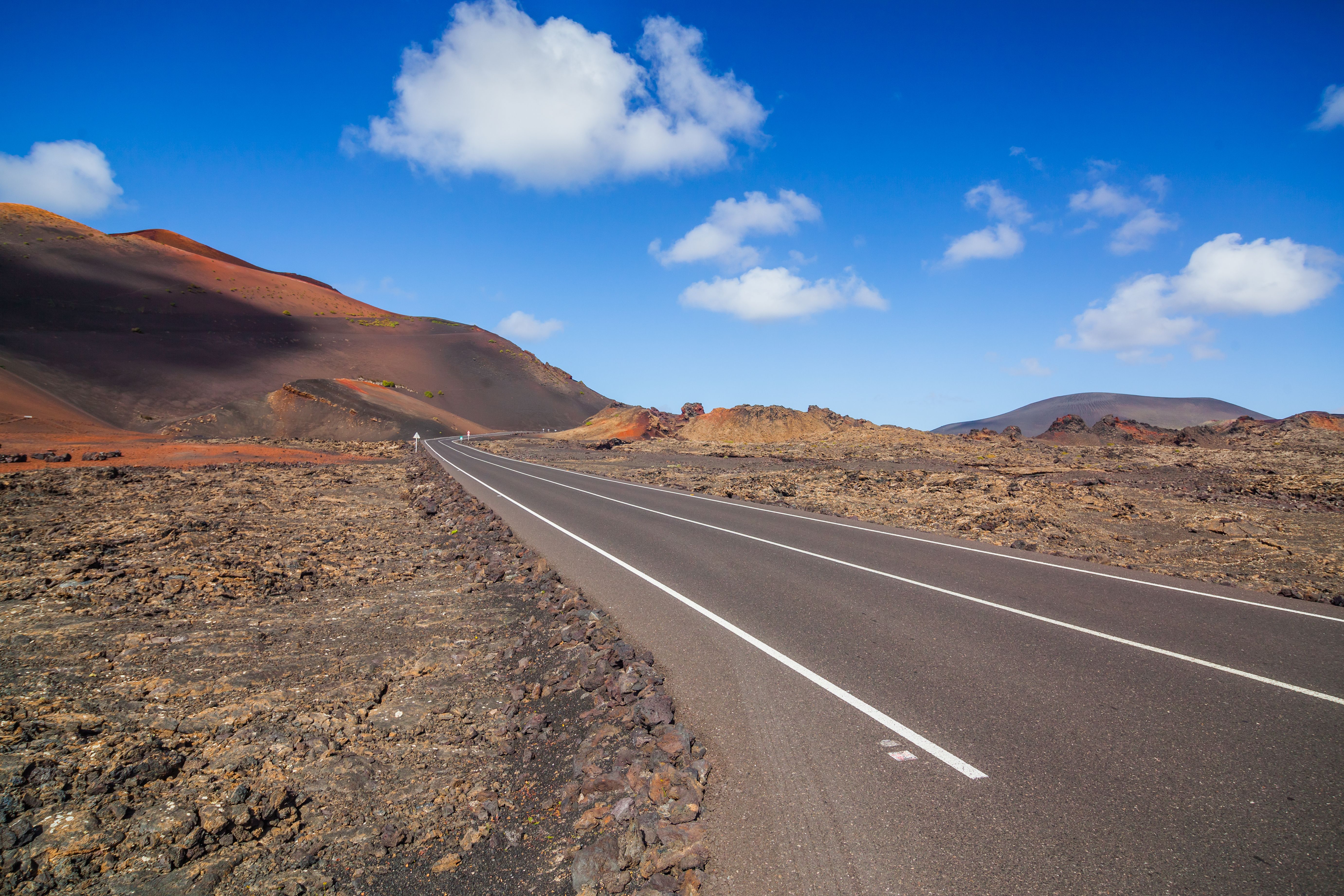 Empty mountain road in Lanzarote, Canary Islands