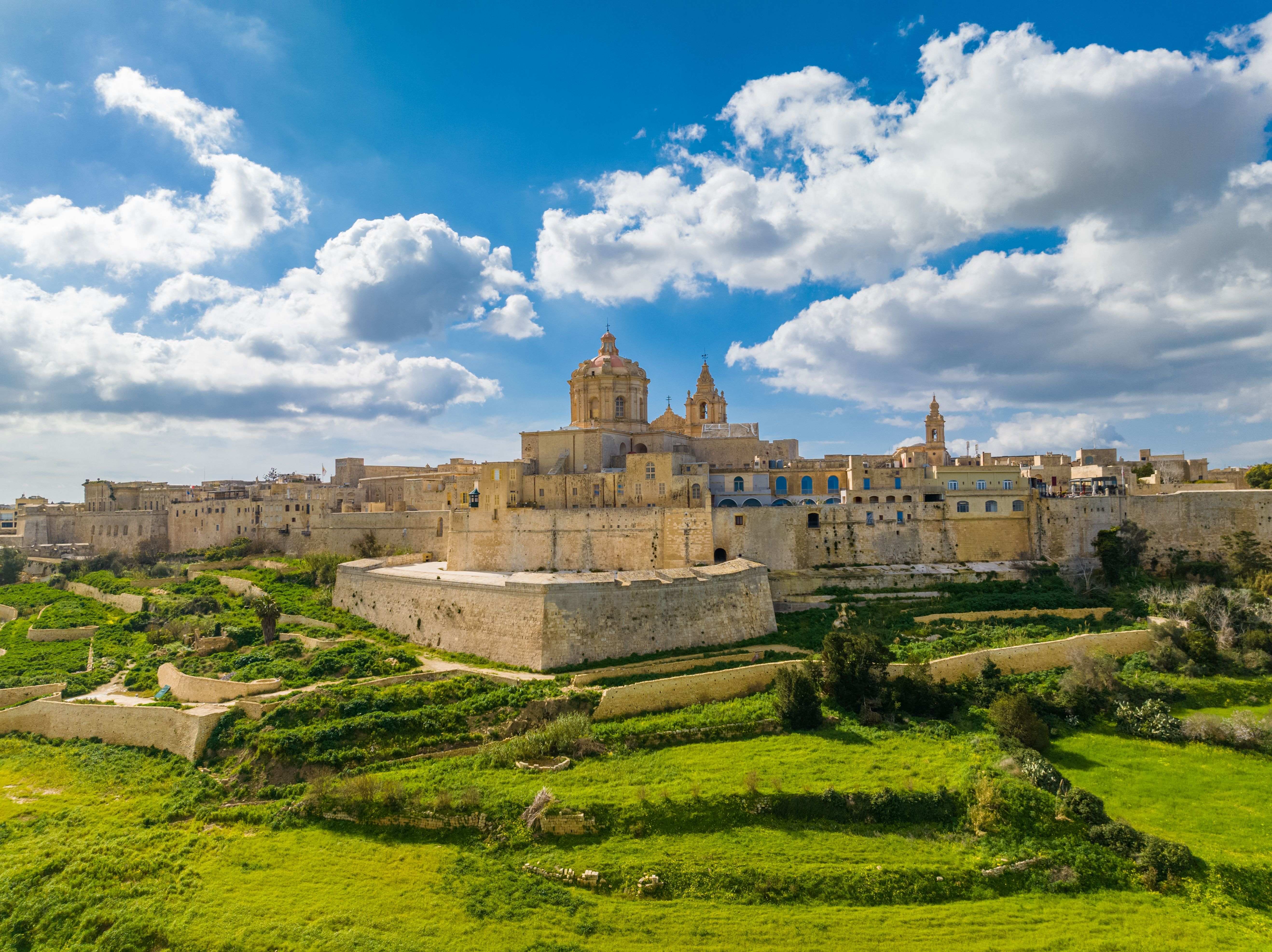 Aerial view of Mdina city (the Silent City) - the old capital of Malta.