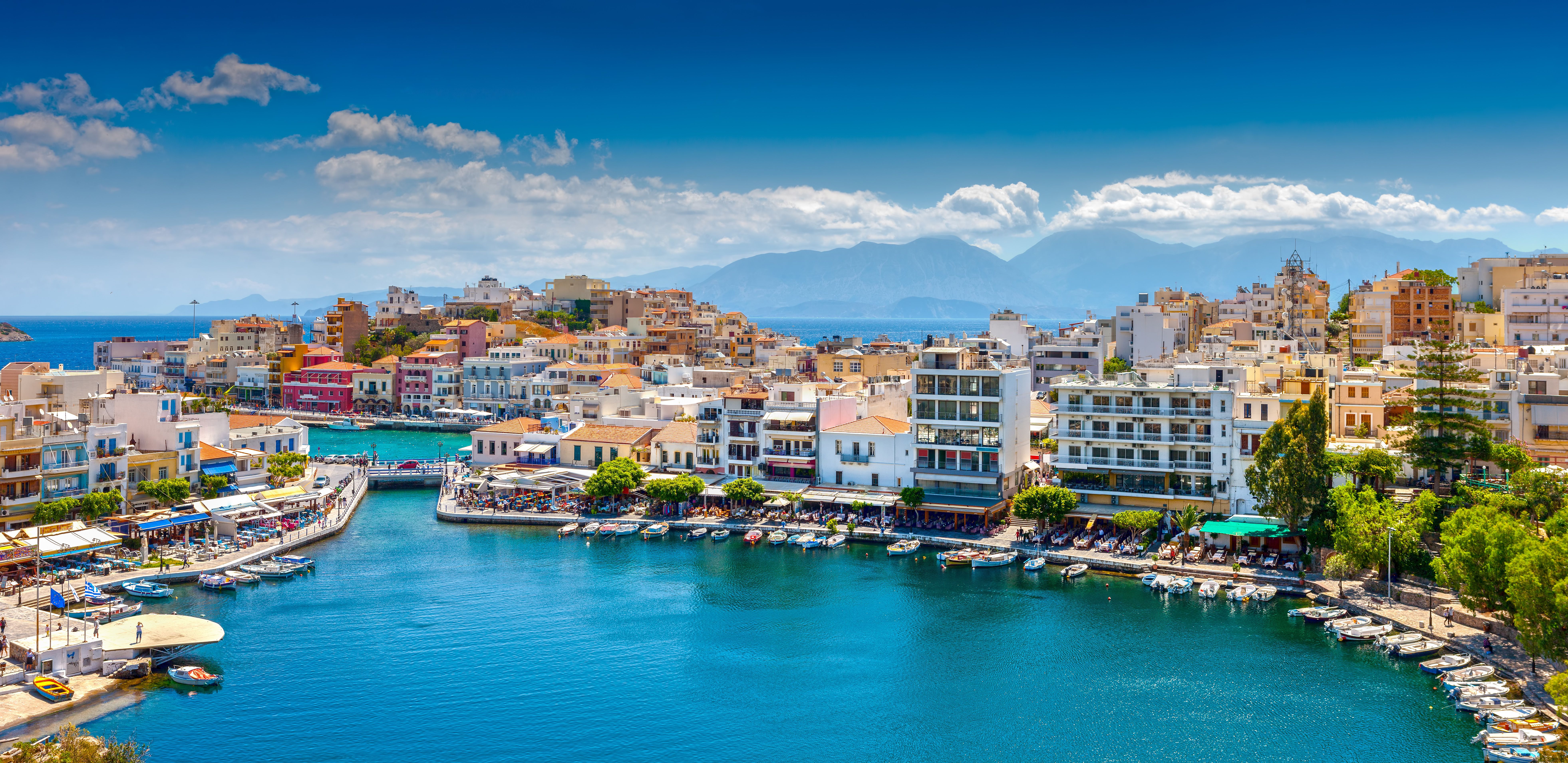 A view of Agios Nikolaos resort in Crete, Greece
