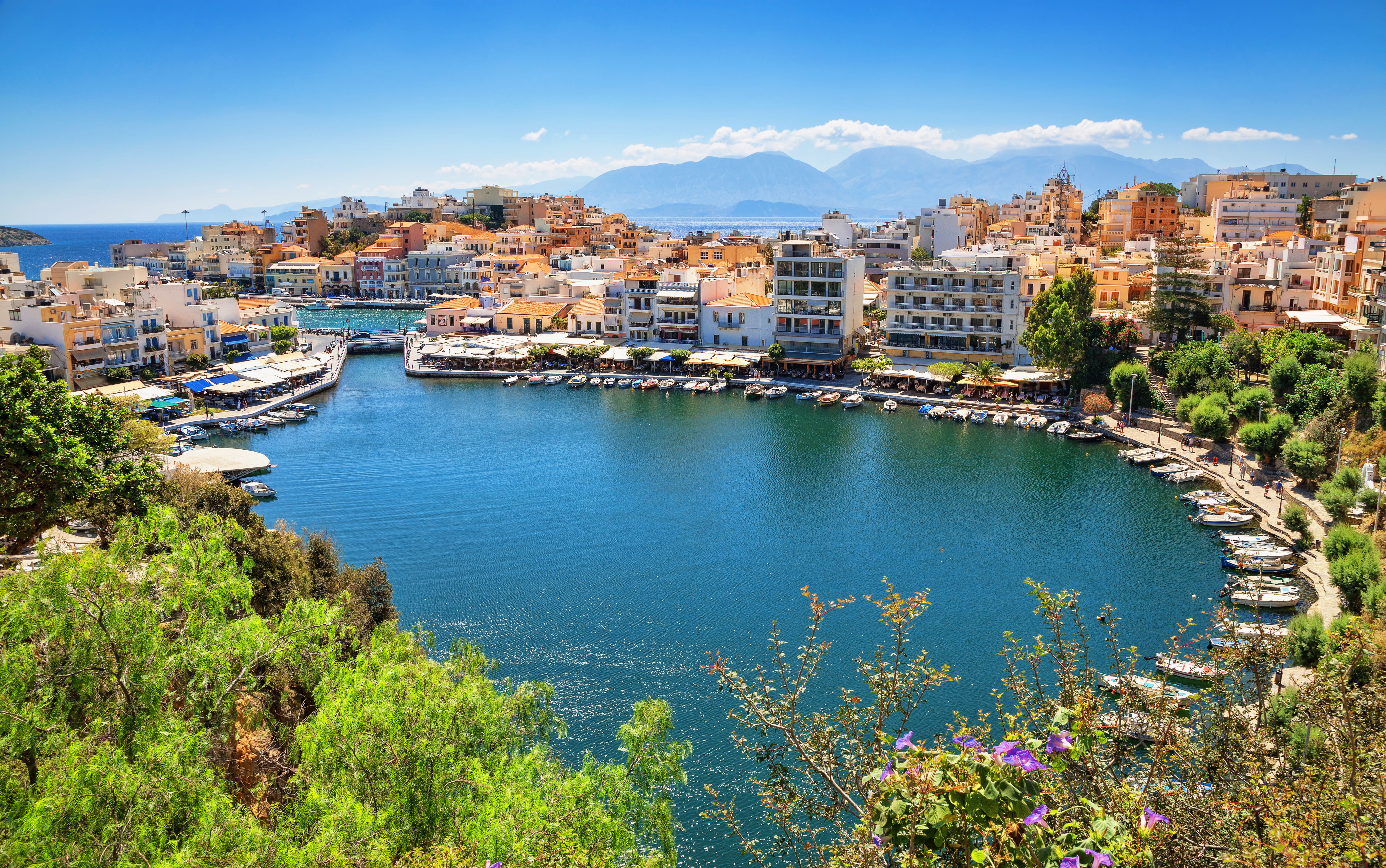 A view of Voulismeni lake in Agios Nikolaos, Crete