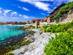 A view of the ancient walls of Apollonia and Black Sea seaside in Sozopol near Burgas, Bulgaria