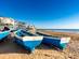 Fishing boats on the beach in Taghazout, Morocco