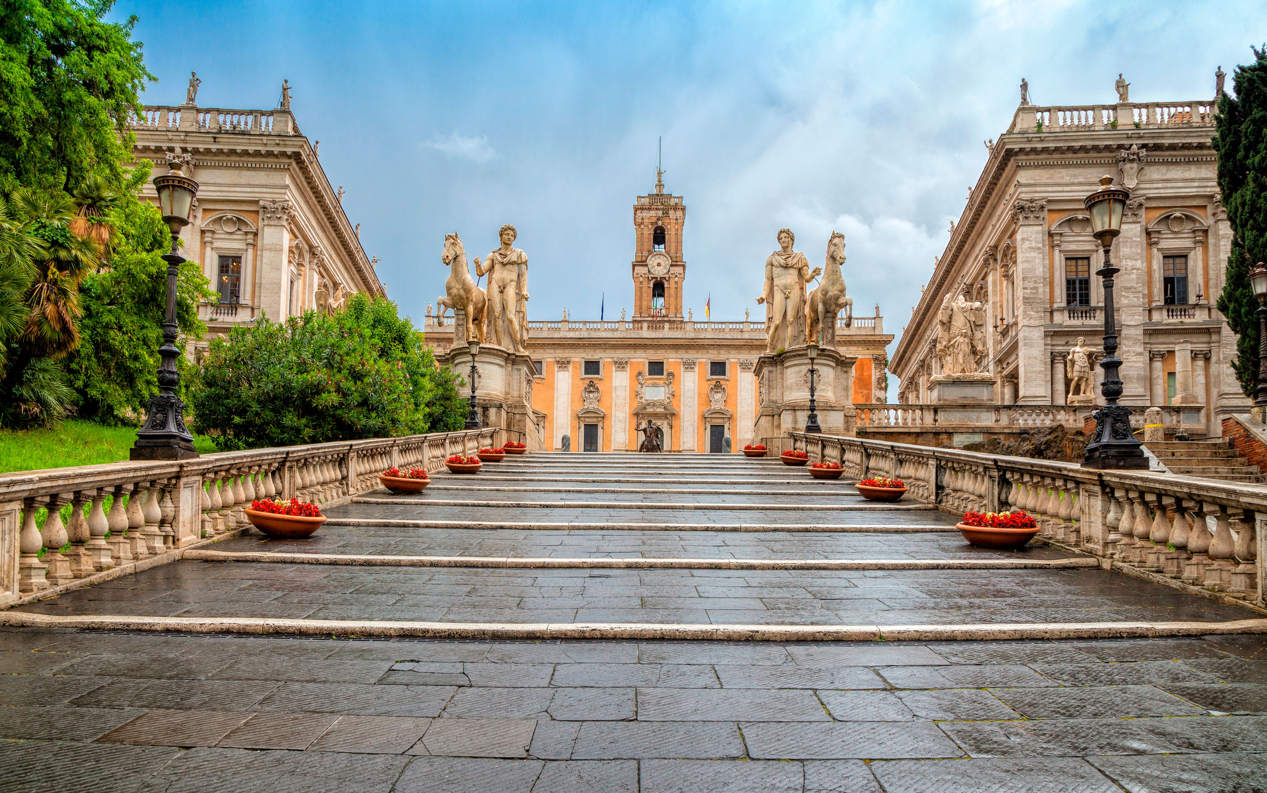 A view from the staircase leading up to the Capitoline Museum in Rome