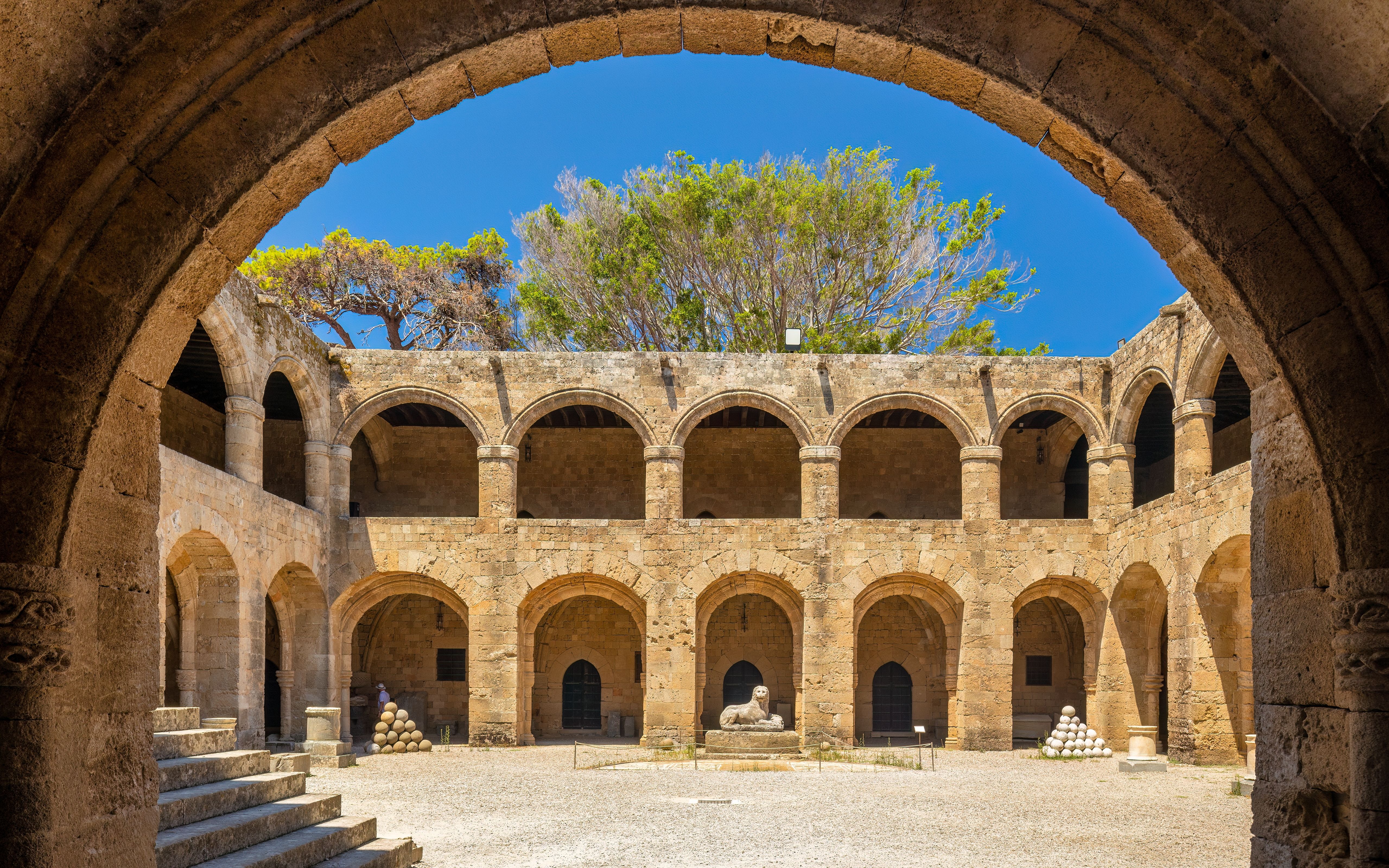 Inner courtyard of the Archaeological Museum of Rhodes town, Greece