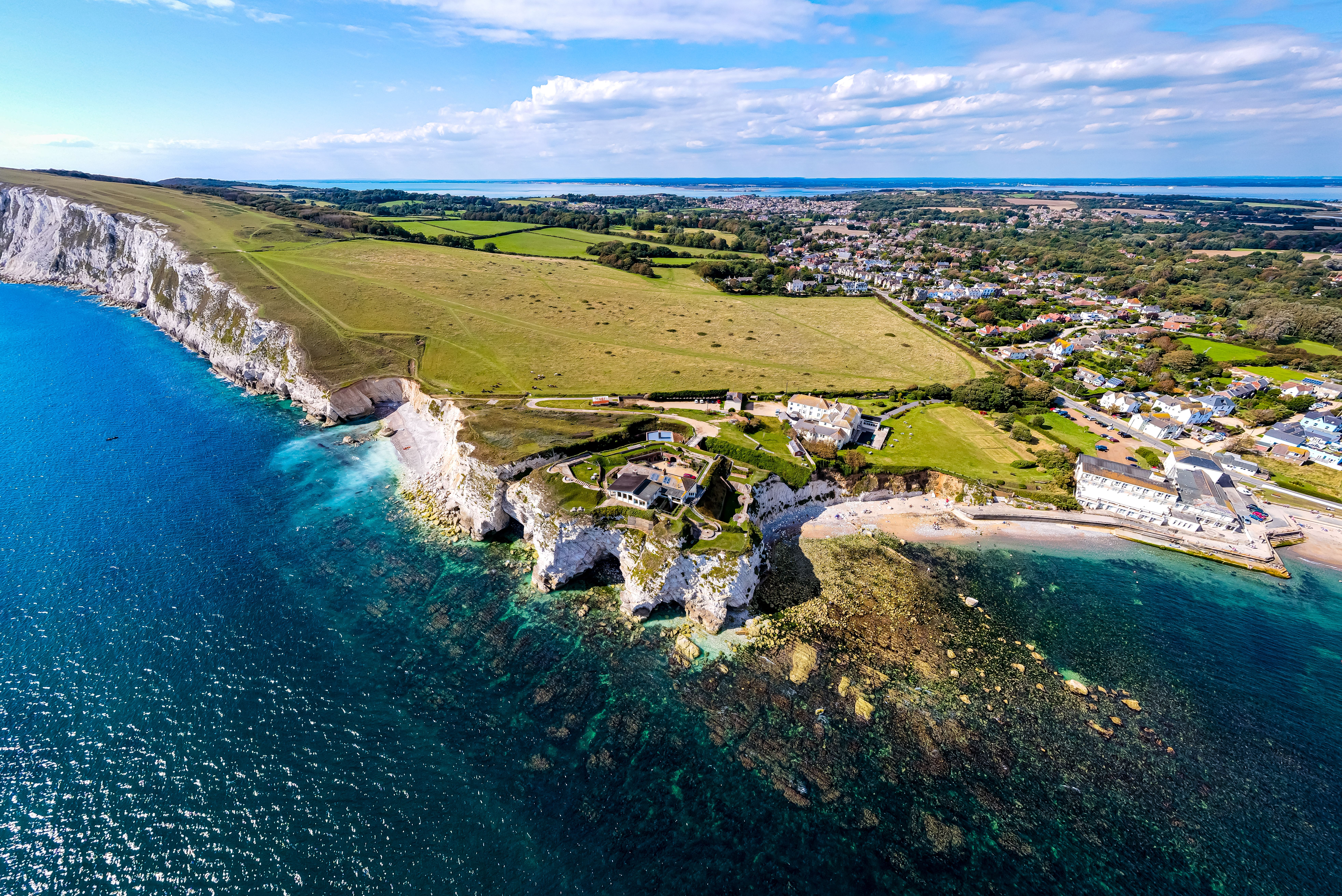 Aerial panoramic view of the Isle of Wight, UK