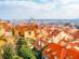 A skyline view over Prague rooftops