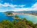 Panoramic aerial view of San Sebastian in a beautiful summer day