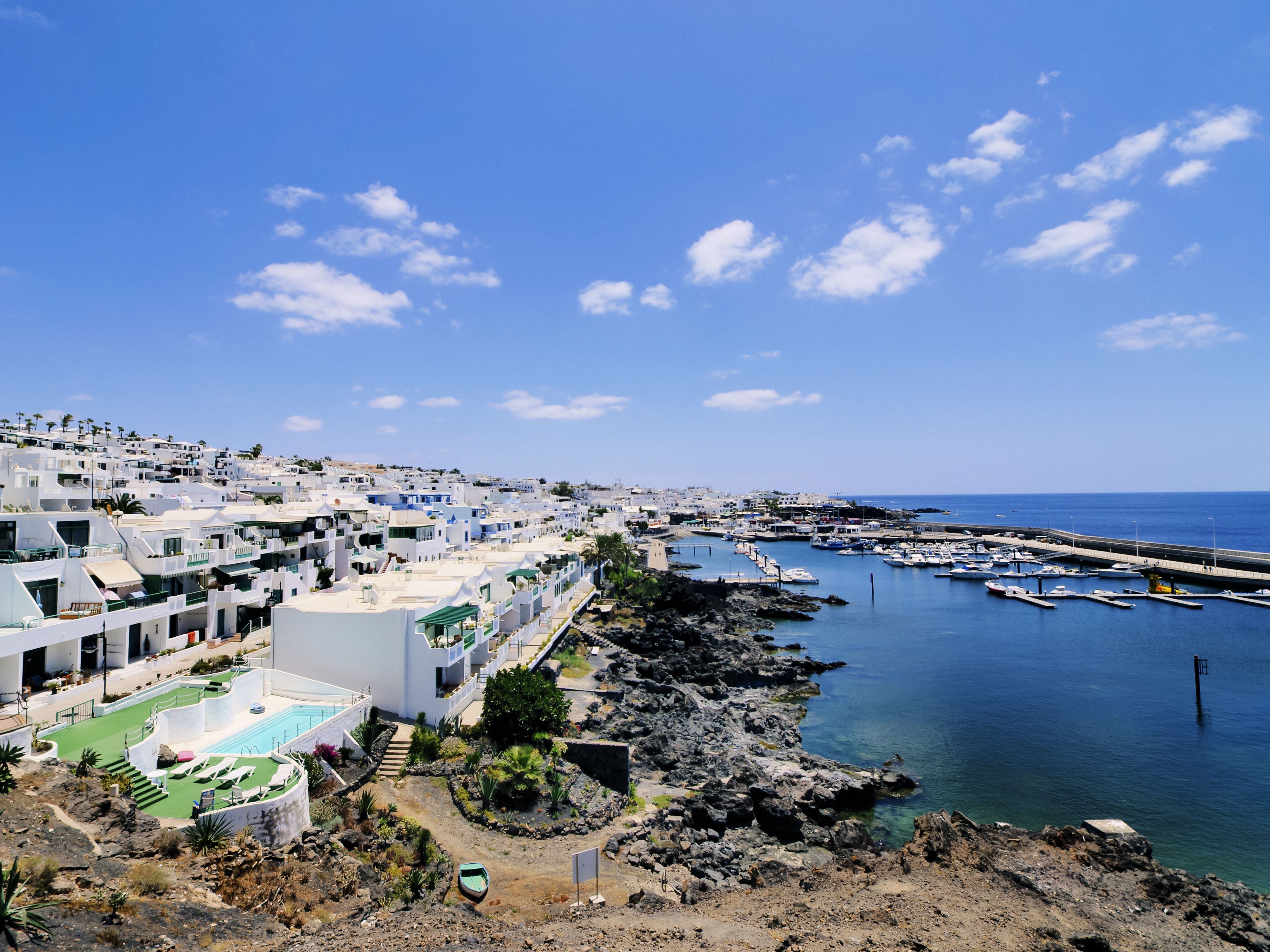 An aerial view of Puerto Calero in Lanzarote