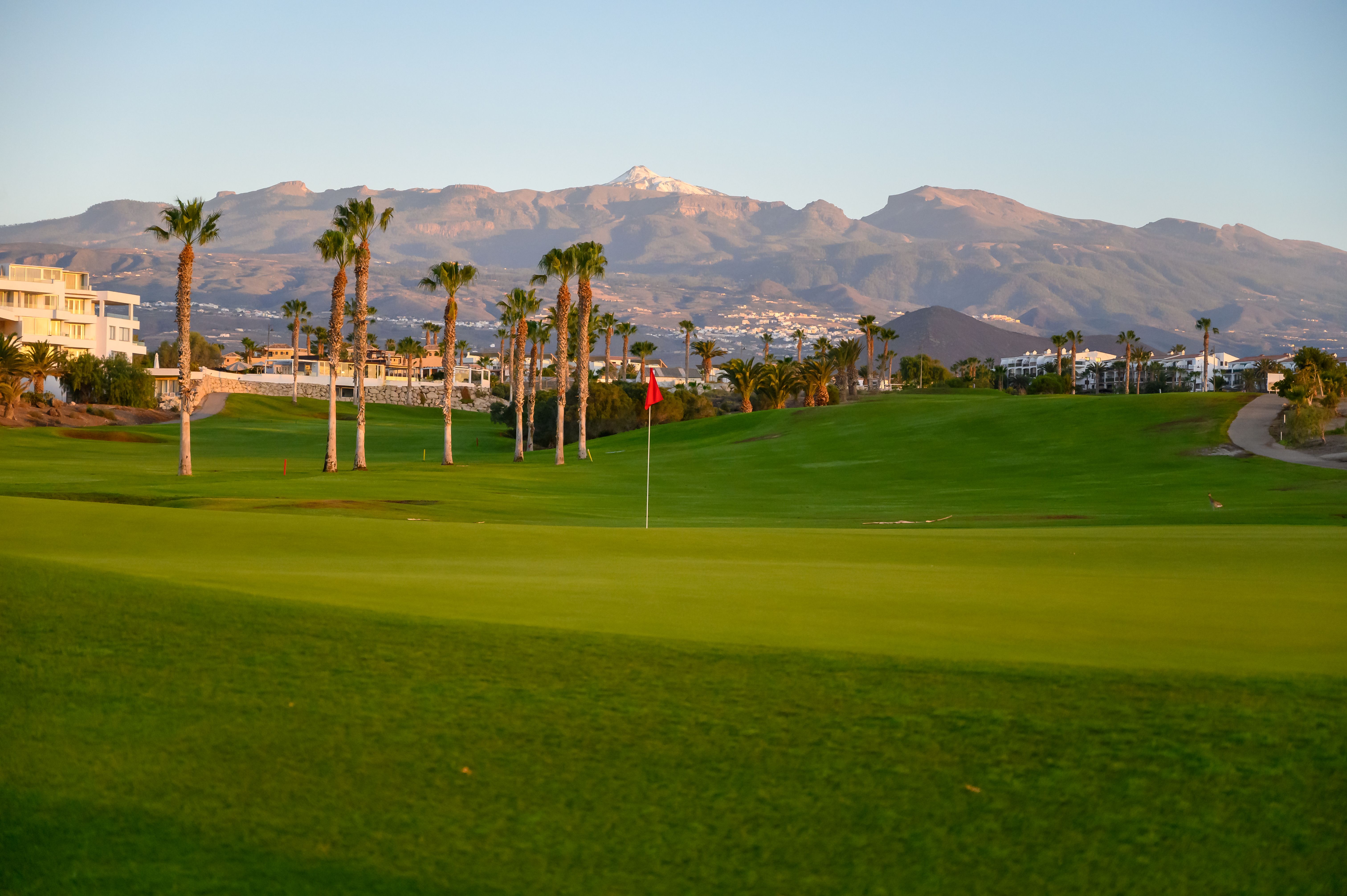 A view of a golf course in the interconnected resorts of Amarilla Golf and Golf del Sur in Tenerife