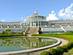 View of the giant glass palm house in the Botanical Garden in Copenhagen
