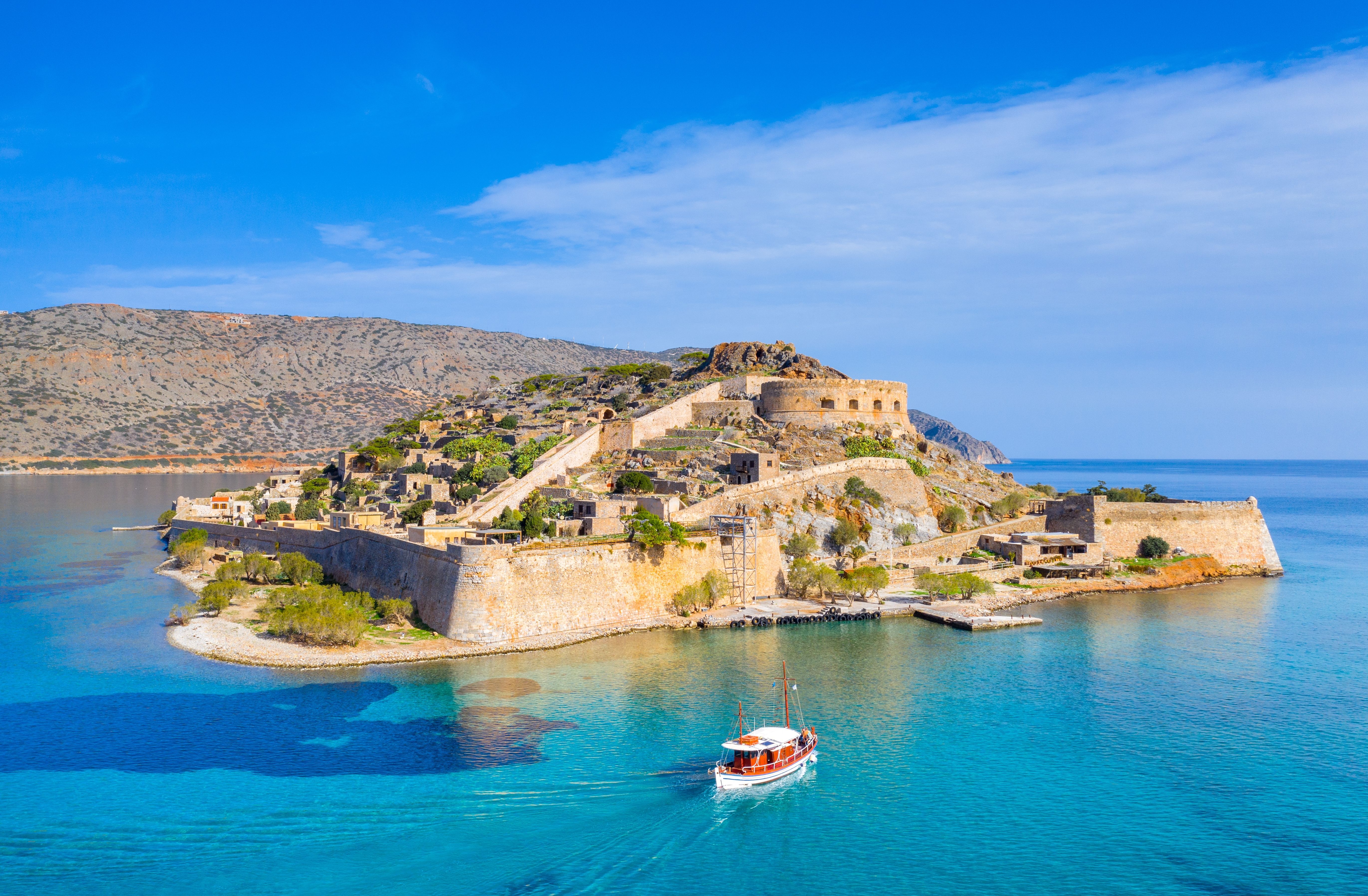 A view of Spinalonga Island in Crete, Greece