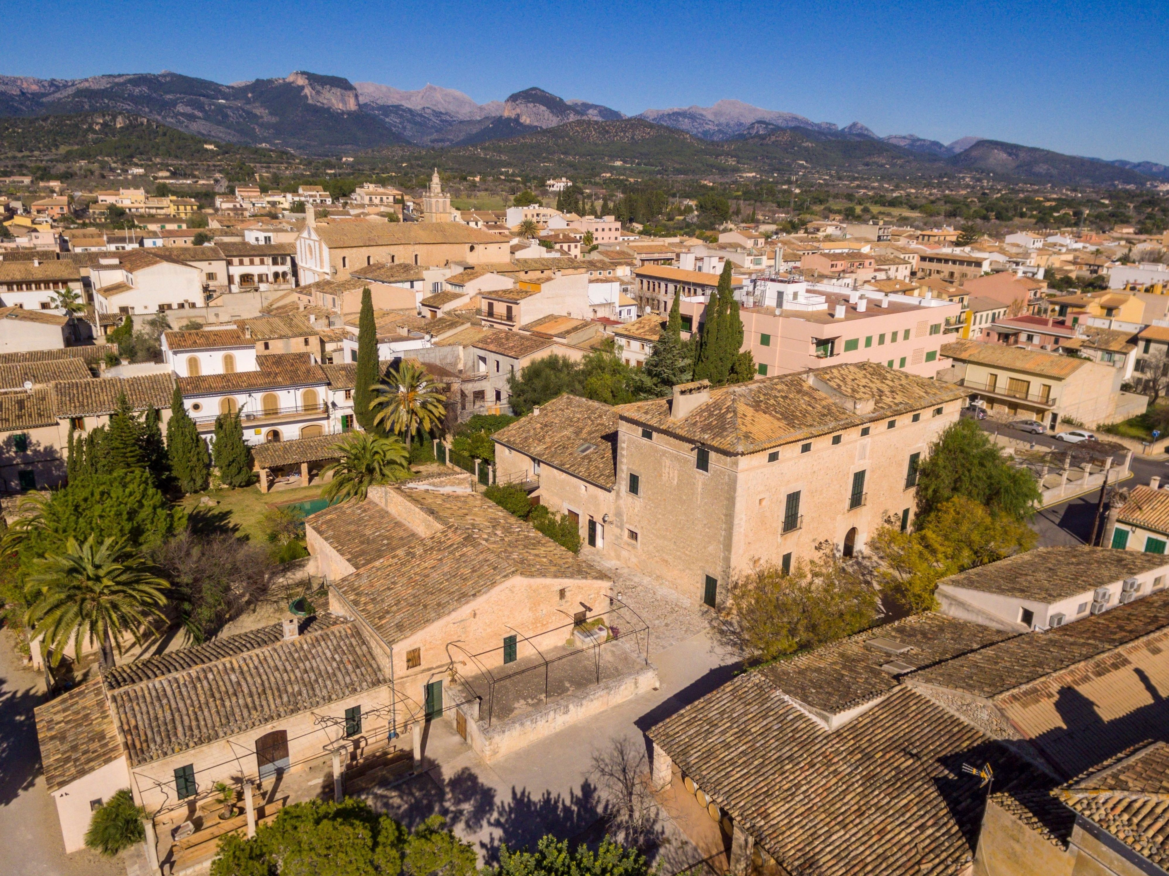 An aerial view of Consell town in Majorca