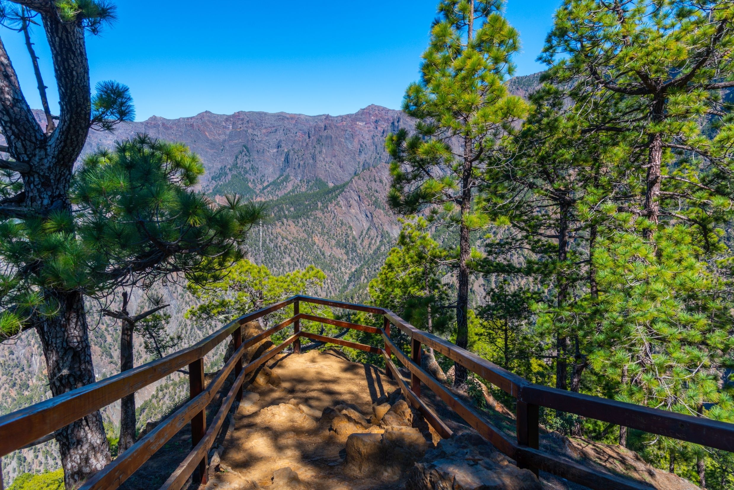 A mountain view point at Caldera de Taburiente National Park in La Palma, Canary Islands