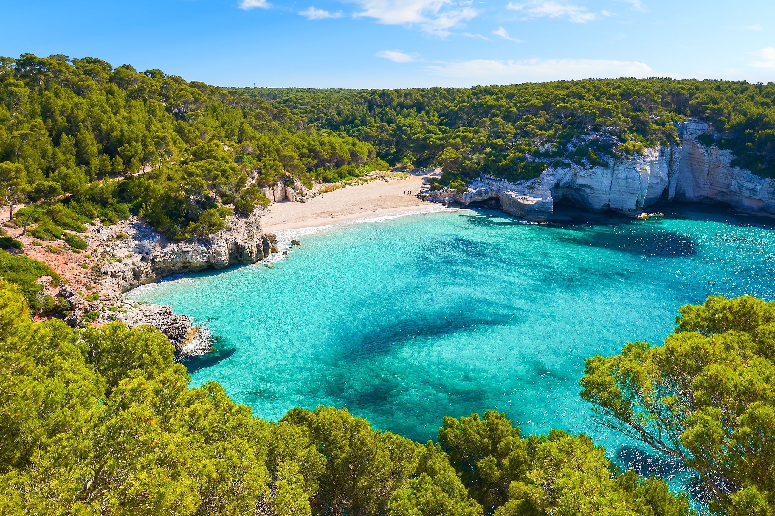 A view of Mitjaneta beach in Menorca