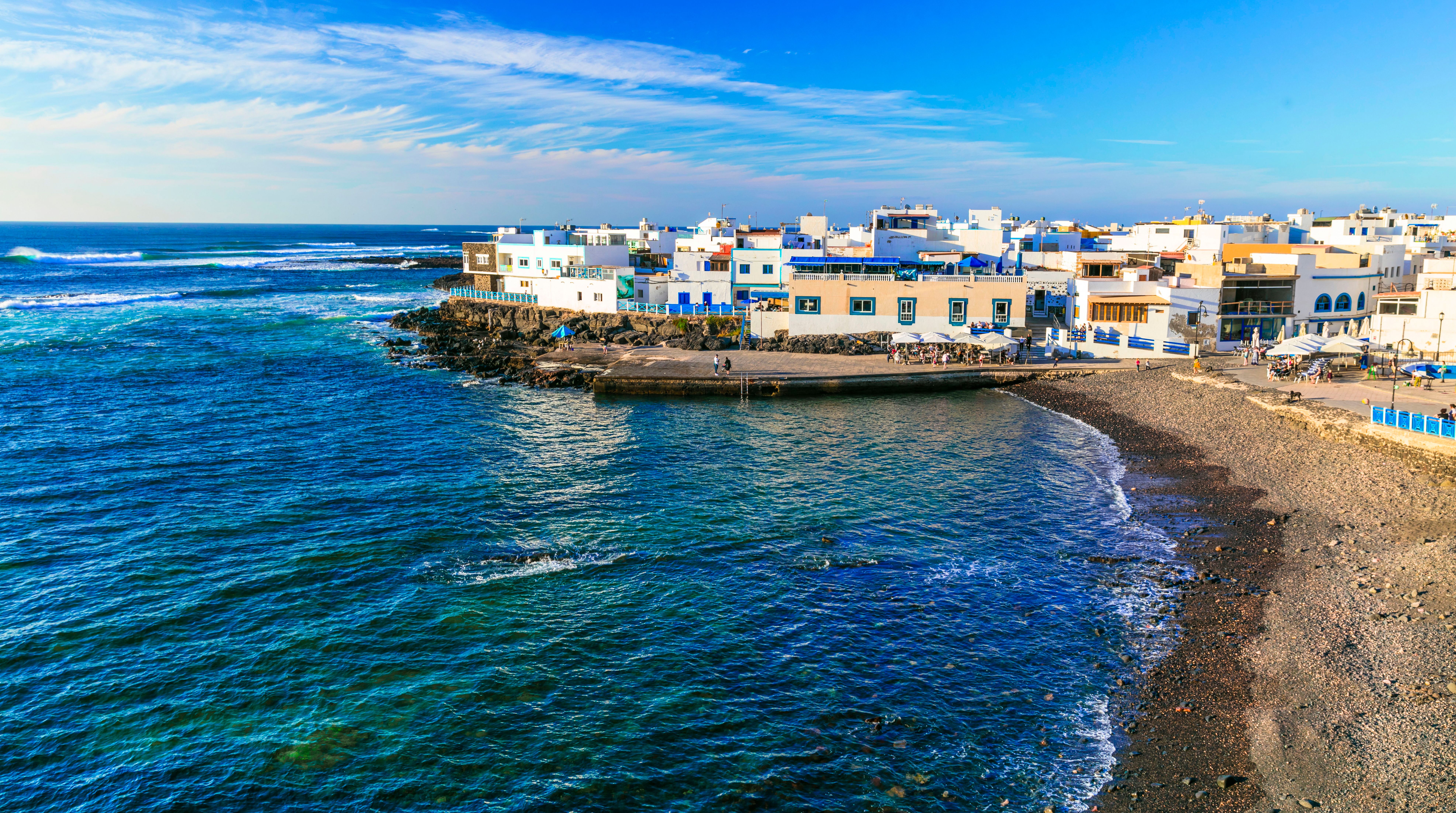 A view of the coastal village of El Cotillo in Fuerteventura
