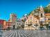 A view of Belvedere of Taormina and San Giuseppe church on the square Piazza IX Aprile in Taormina, Sicily