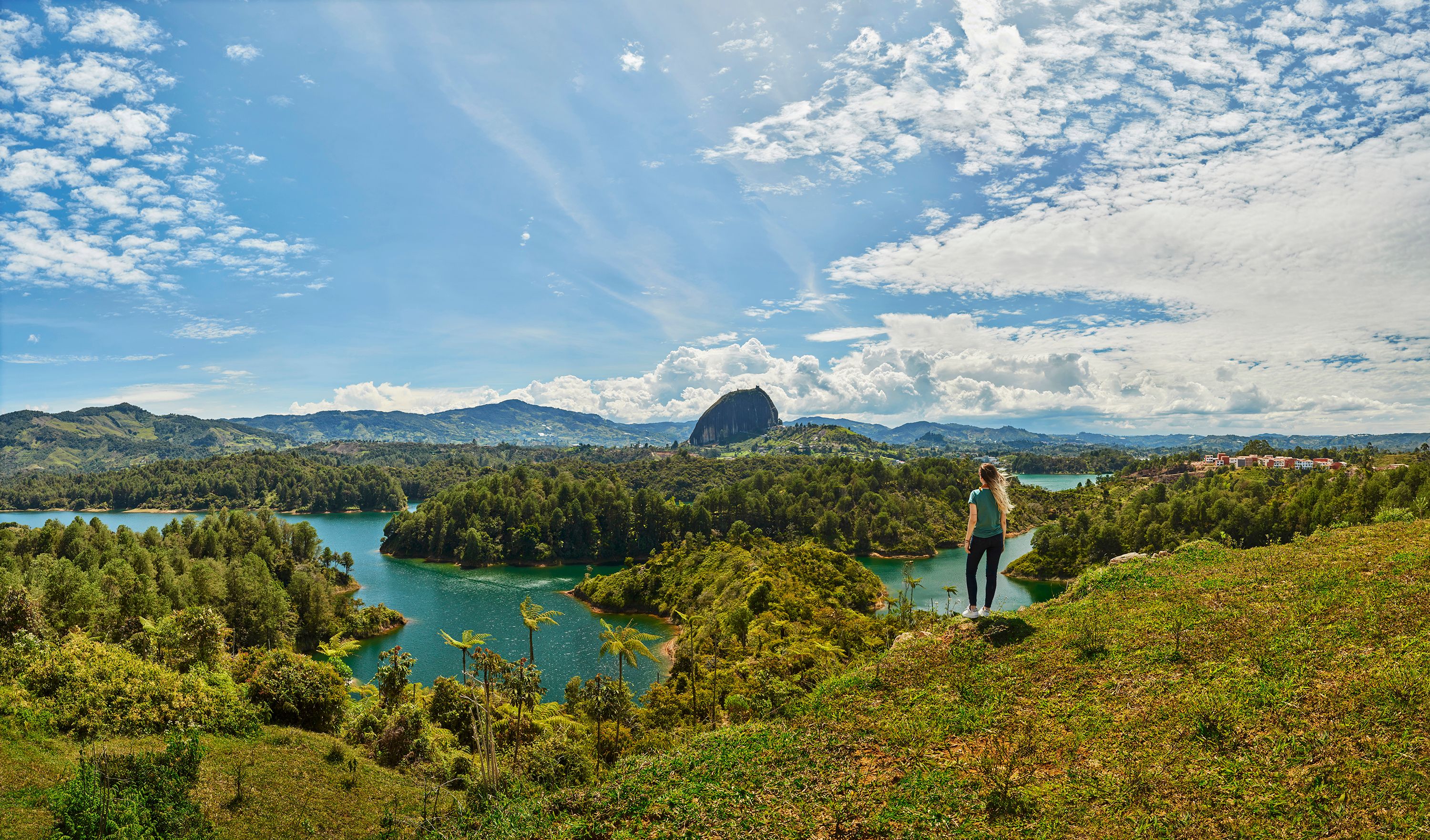 An aerial view of Guatape countryside in Colombia