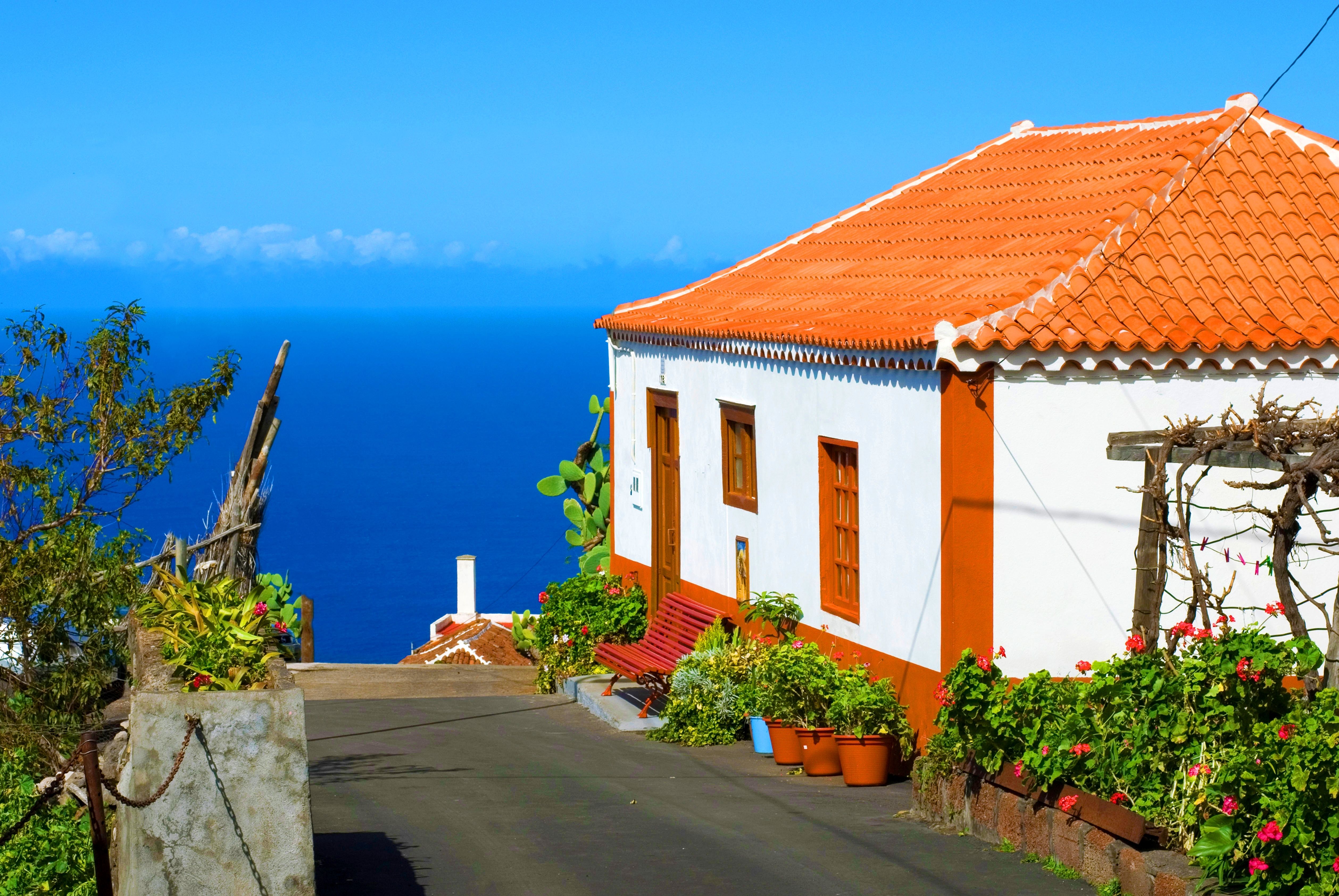 A traditional white-washed house near Barlovento in La Palma, Canary Islands
