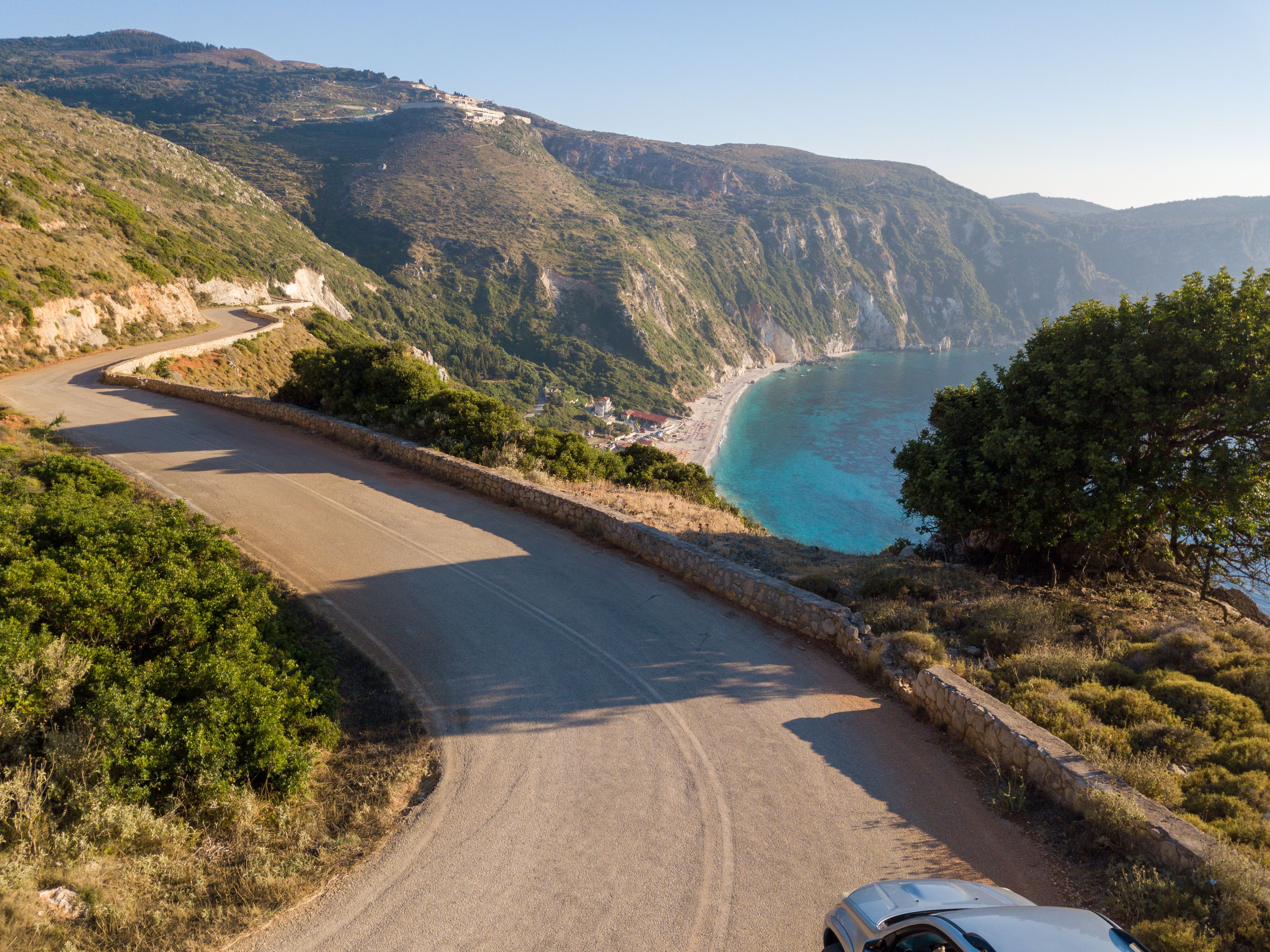Road to Petani beach in Kefalonia, Greece