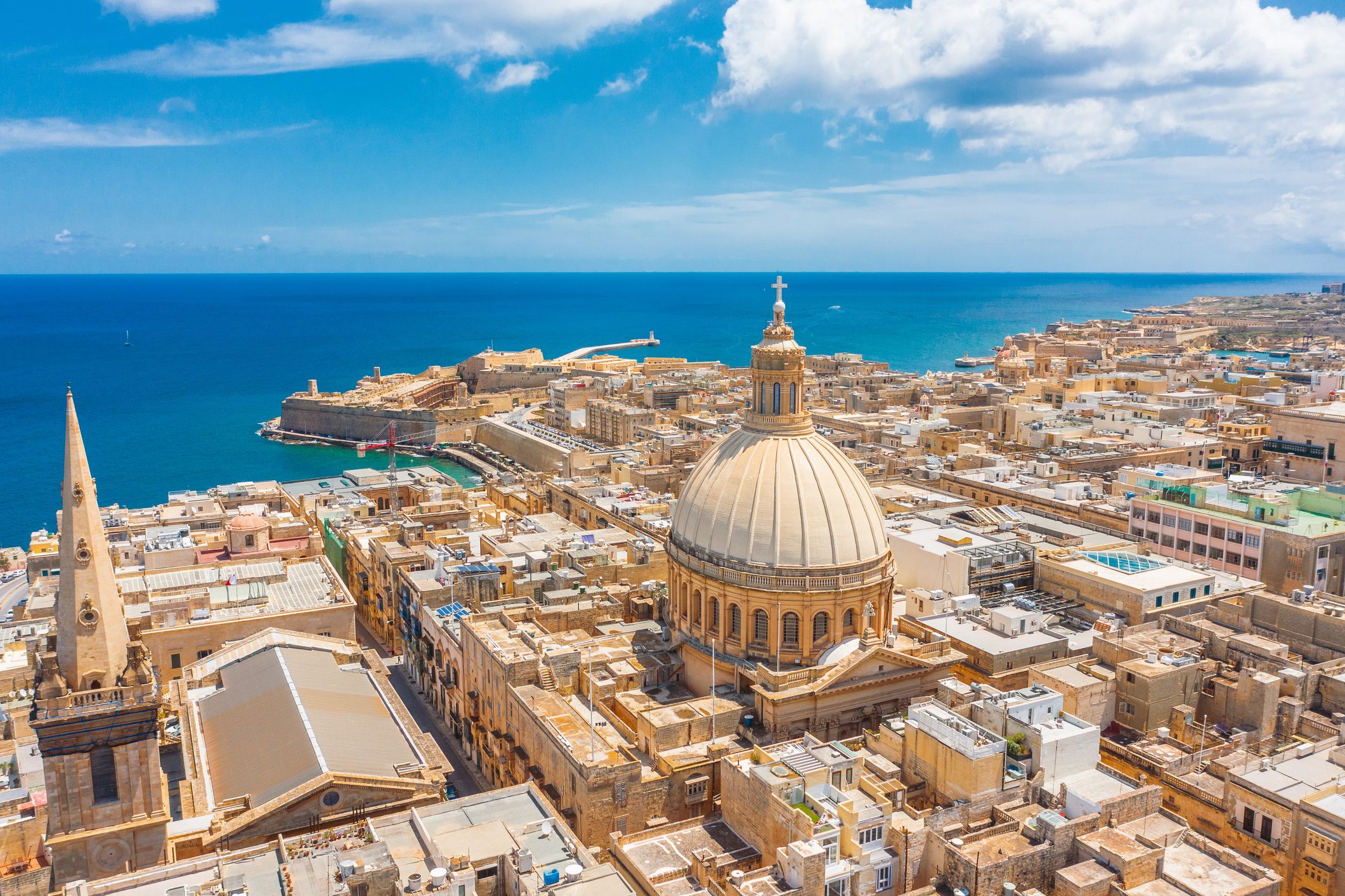 Aerial view of Valletta city in Malta