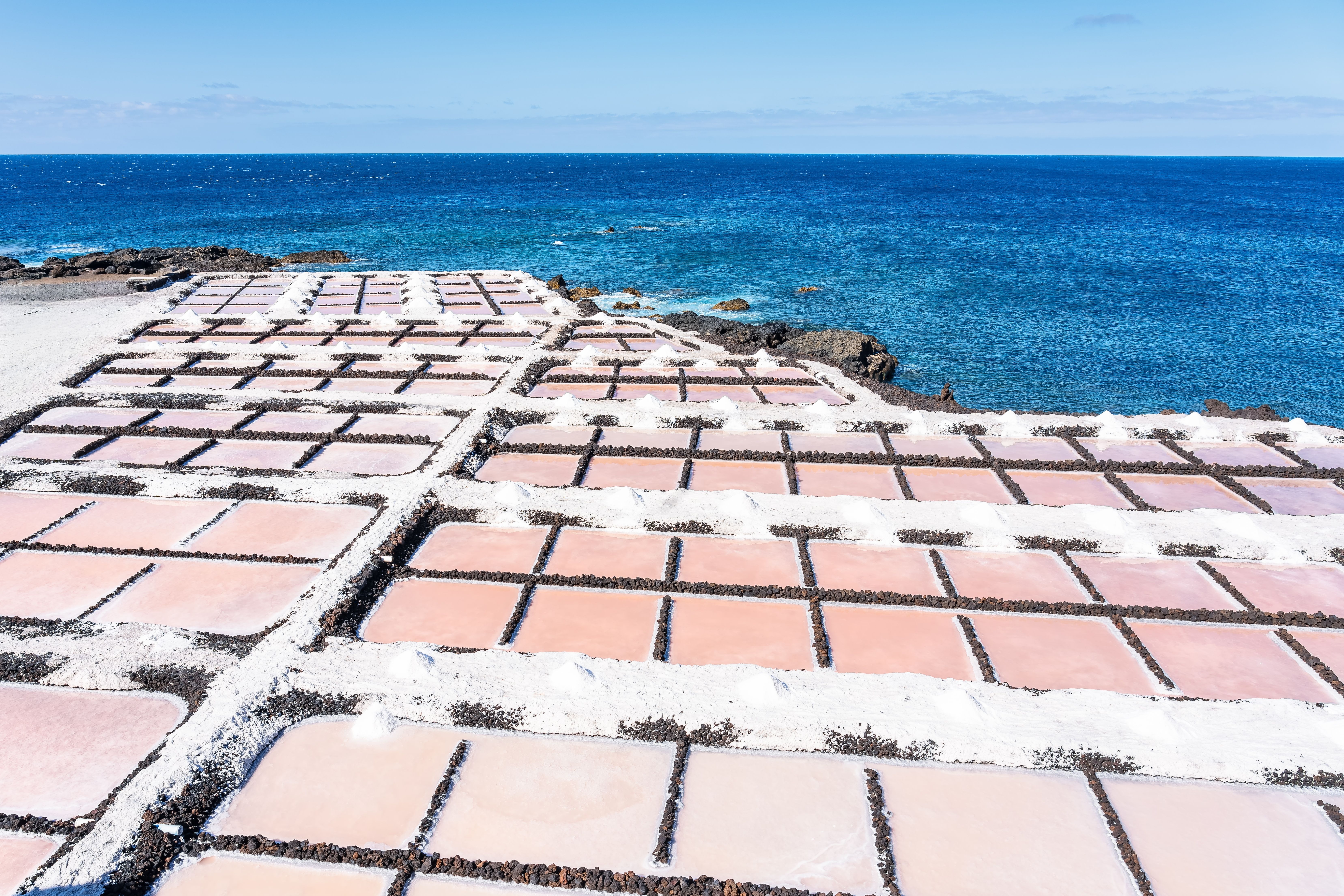 A view over the salt flats in Fuencaliente on the island of La Palma, Canary Islands
