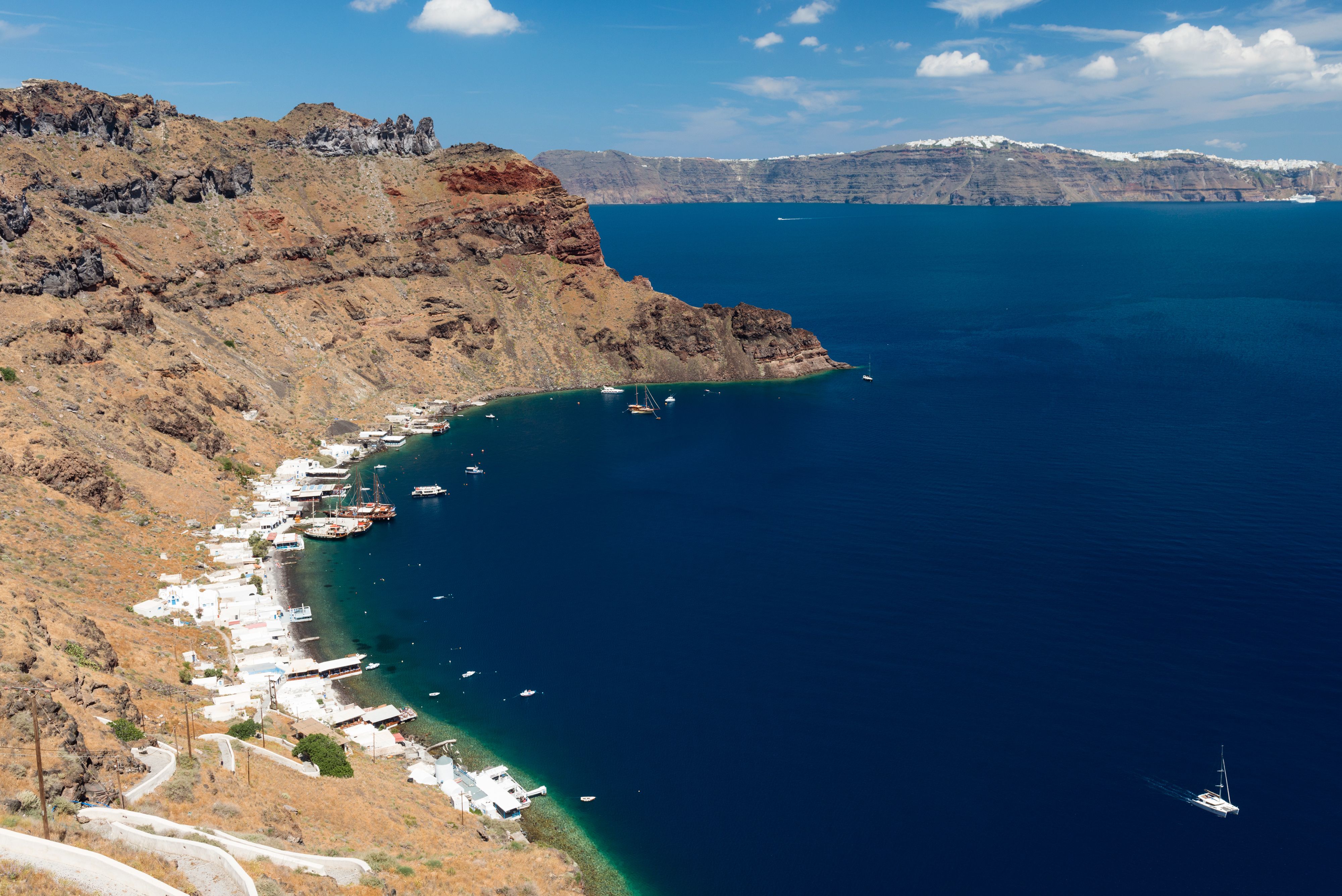 A view of Therasia Island near Santorini, Greece
