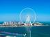View of the Dubai Eye Observation Wheel on BlueWaters Island off the coast by JBR beach in Dubai