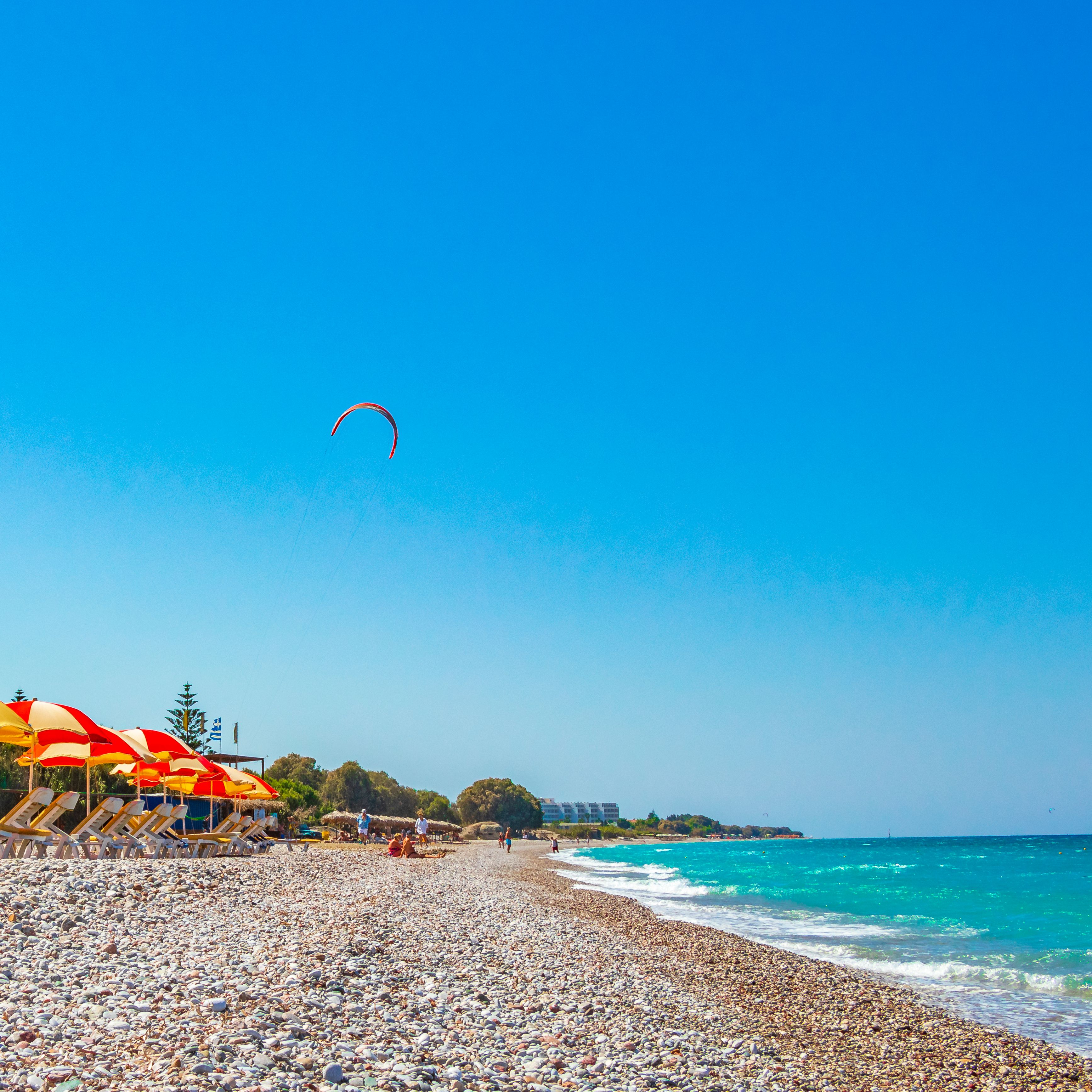 Ialyssos beach on a summer's day on the island of Rhodes, Greece