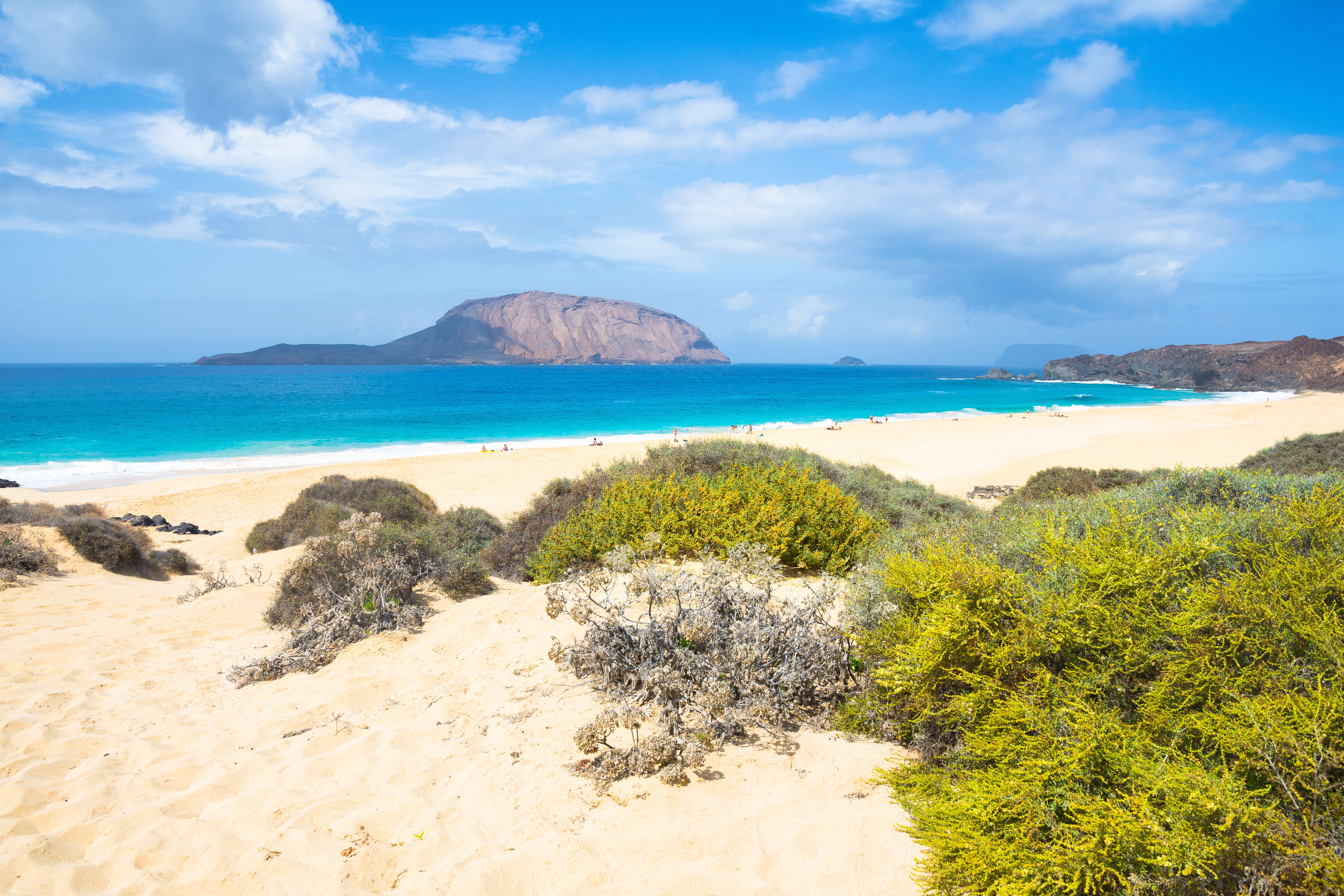 A view of Playa de Las Conchas on La Graciosa Island off Lanzarote