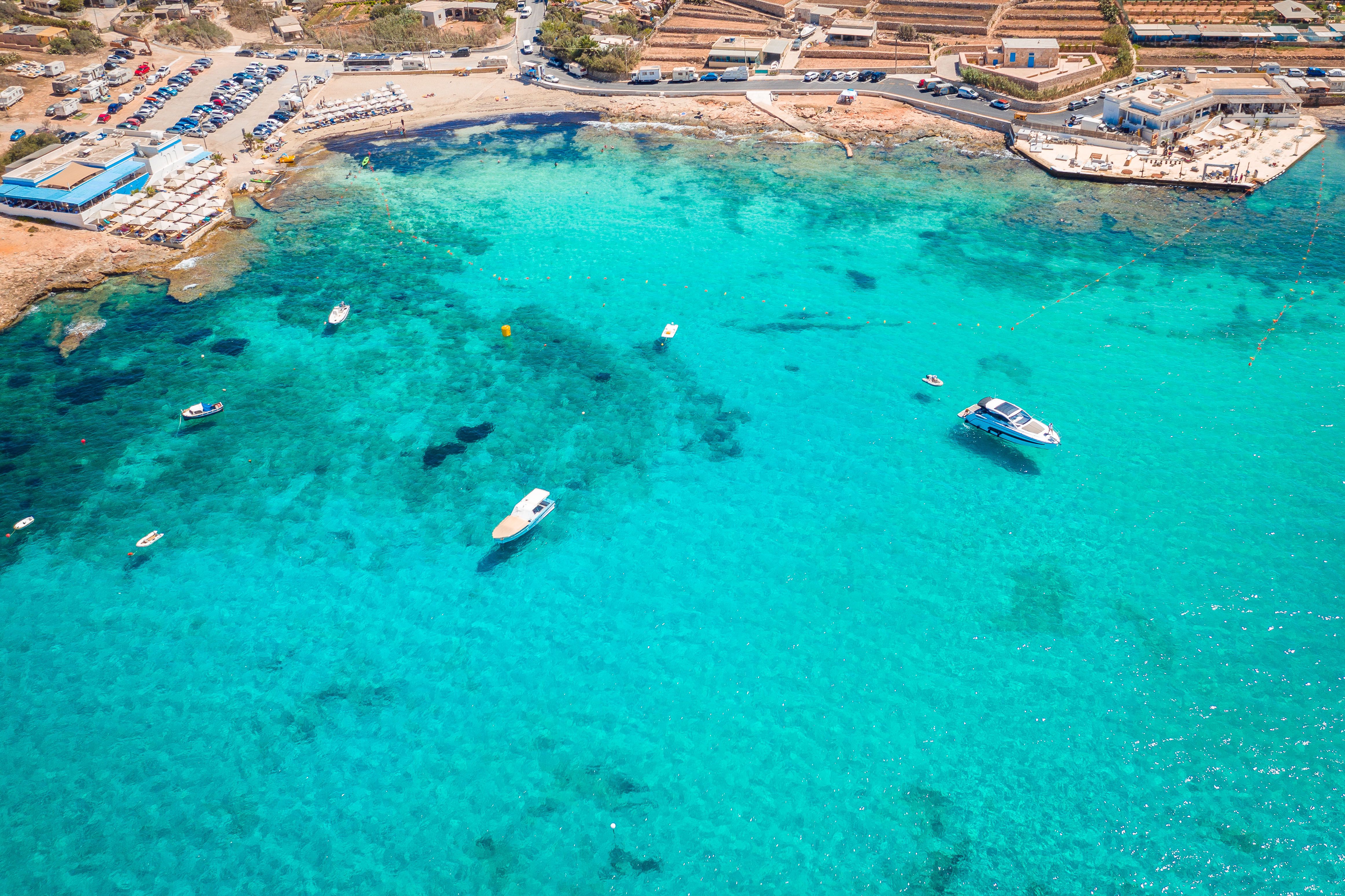An aerial view of Armier Bay in Malta