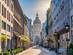 A view of St. Stephen's Basilica from Zrinyi Street in Budapest, Hungary