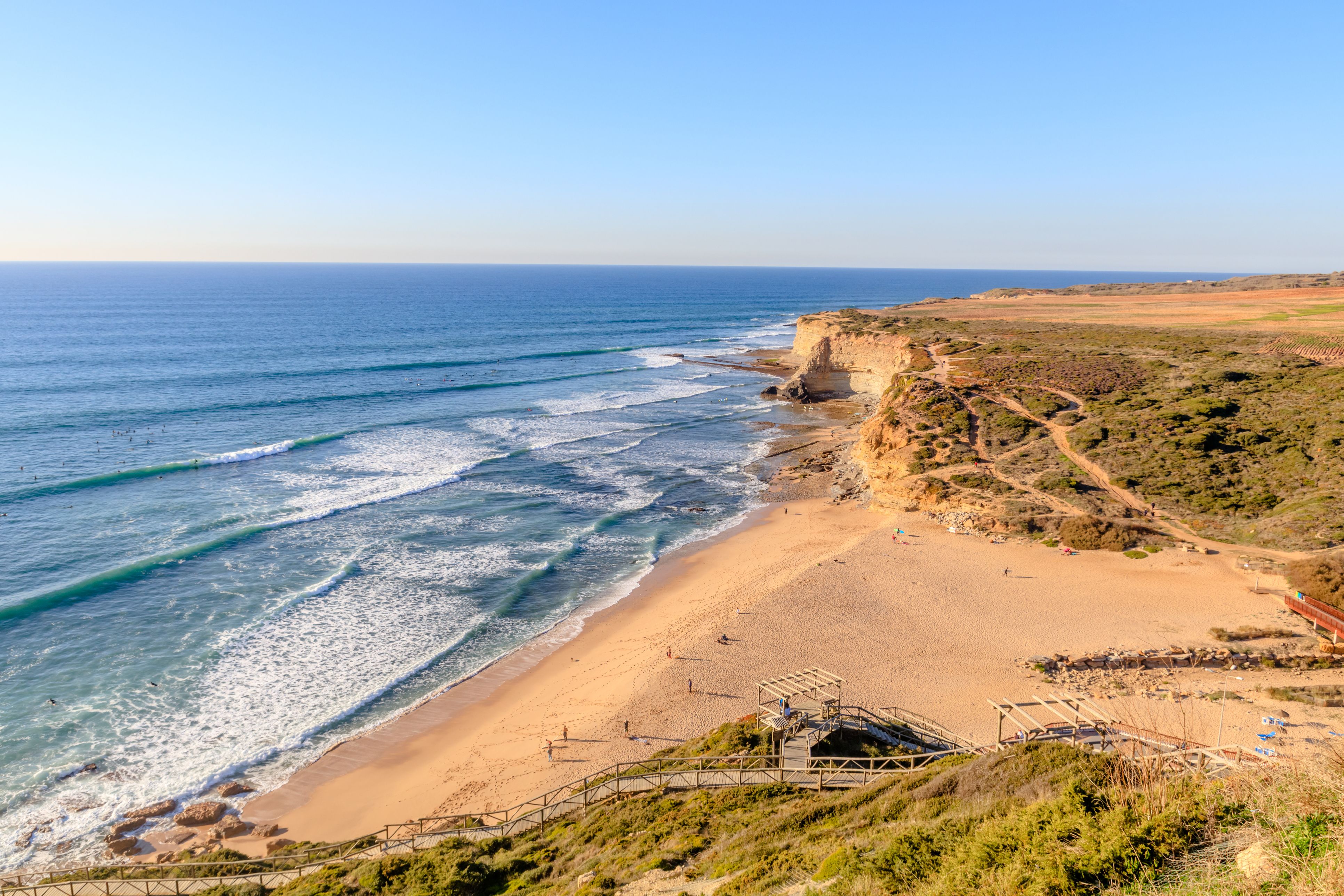 View over Ribeira de Ilhas Beach in Ericeira, Portugal.