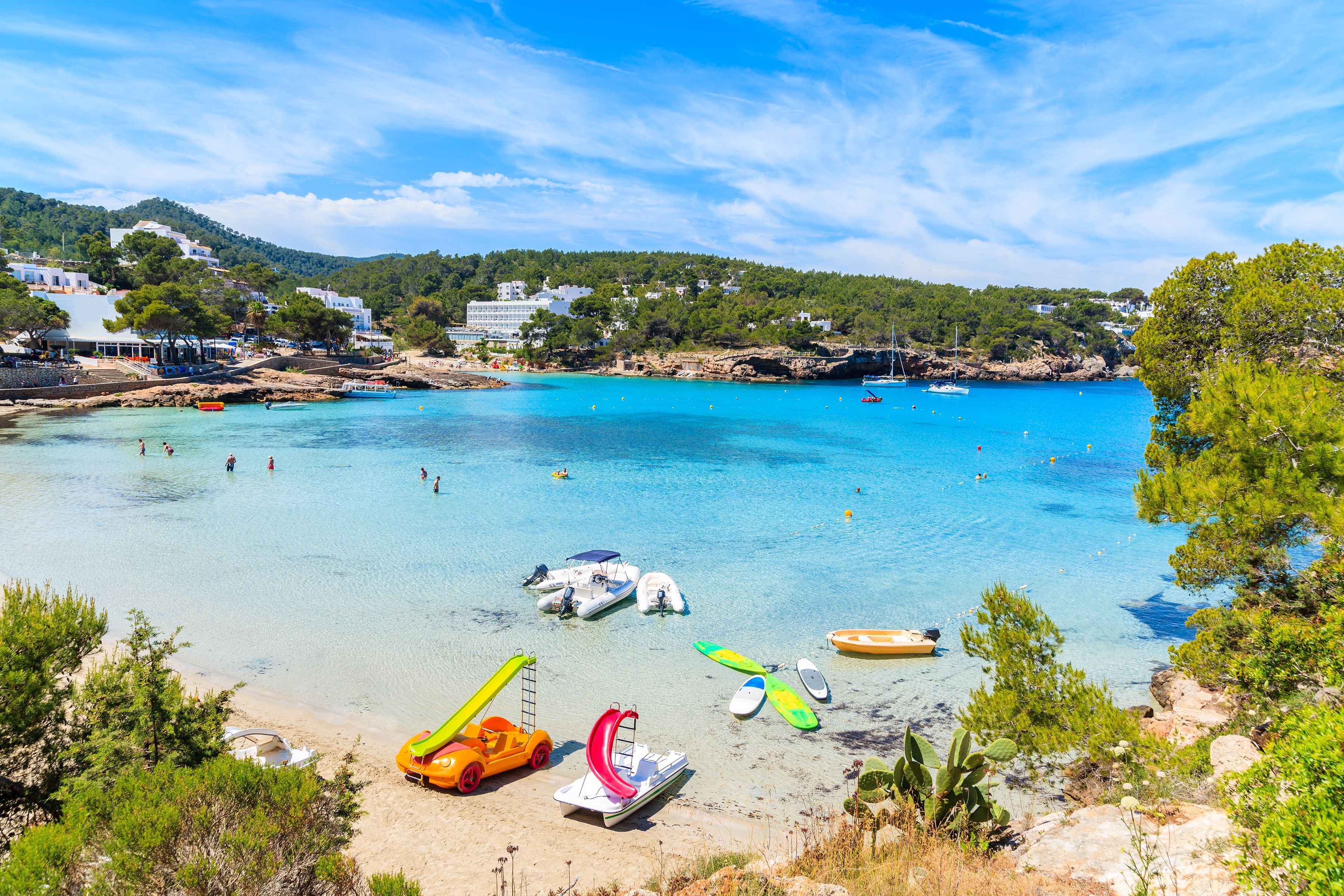 A view of Portinatx bay in Ibiza