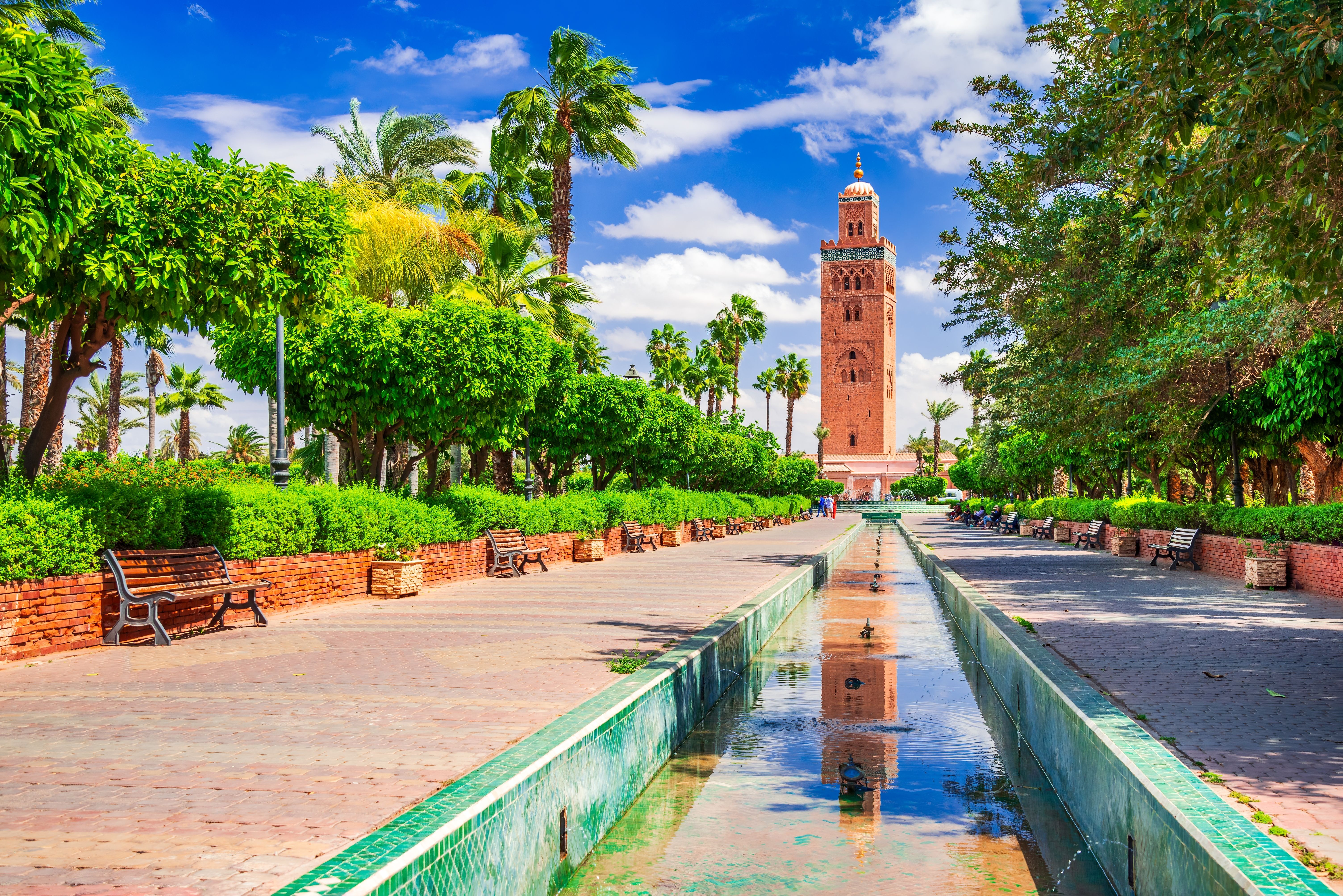 A view of Koutoubia Mosque in Marrakesh Medina, Morocco