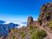 Woman walking on a mountain footpath in the Caldera de Taburiente National Park in La Palma, Canary Islands