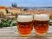 Two mugs of Czech beer at Prague Castle