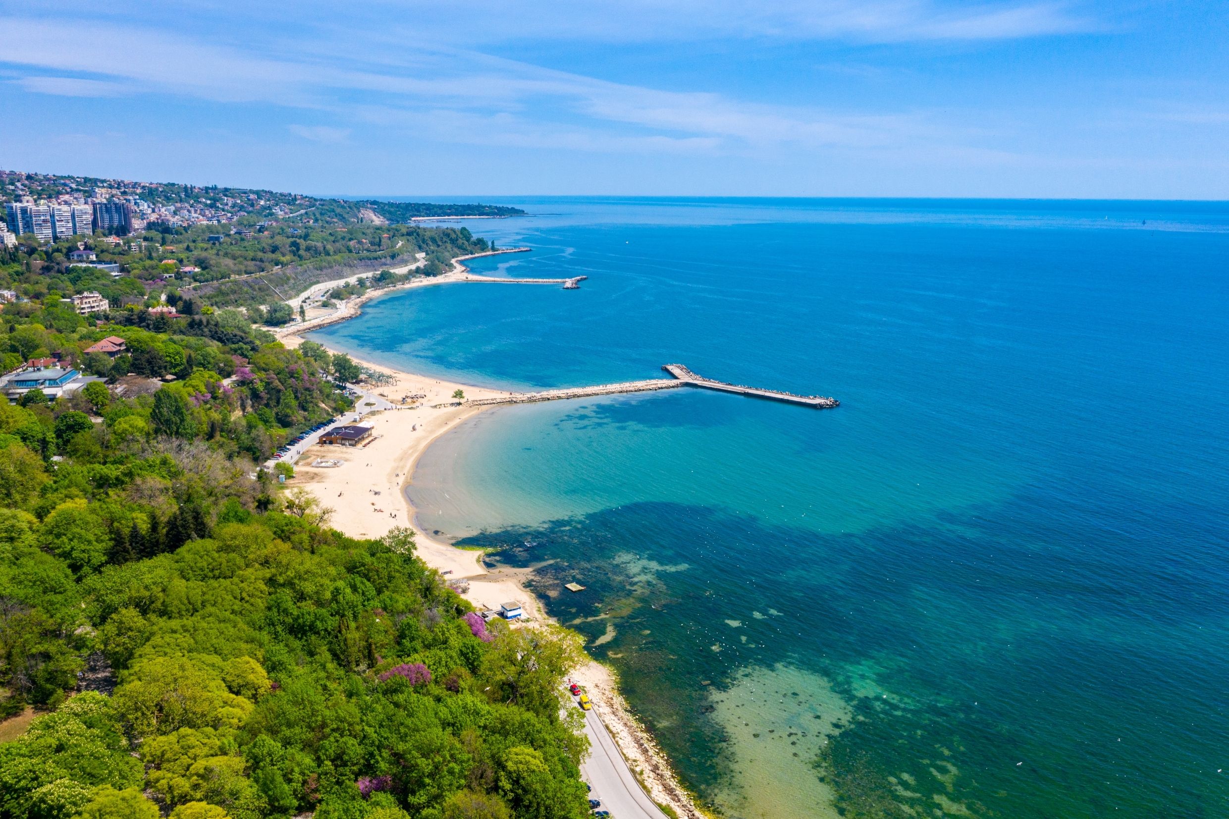 Aerial view of the central beach in Varna, Bulgaria