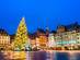 Christmas tree at the famous Christmas Market in Strasbourg at night