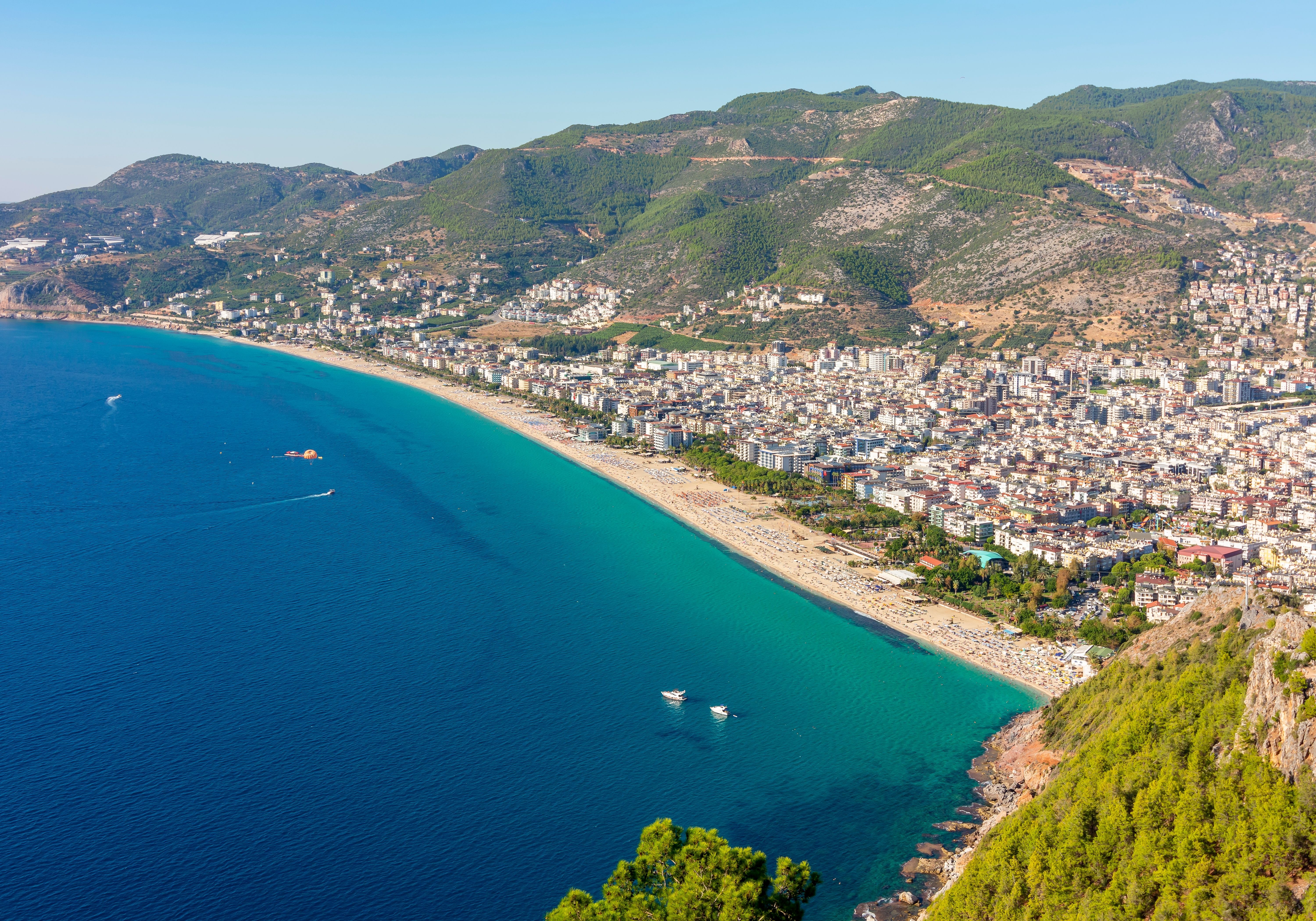 Aerial view of Cleopatra beach in Alanya, Turkey