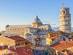 An aerial view of the Leaning Tower and Cathedral in Pisa, Italy