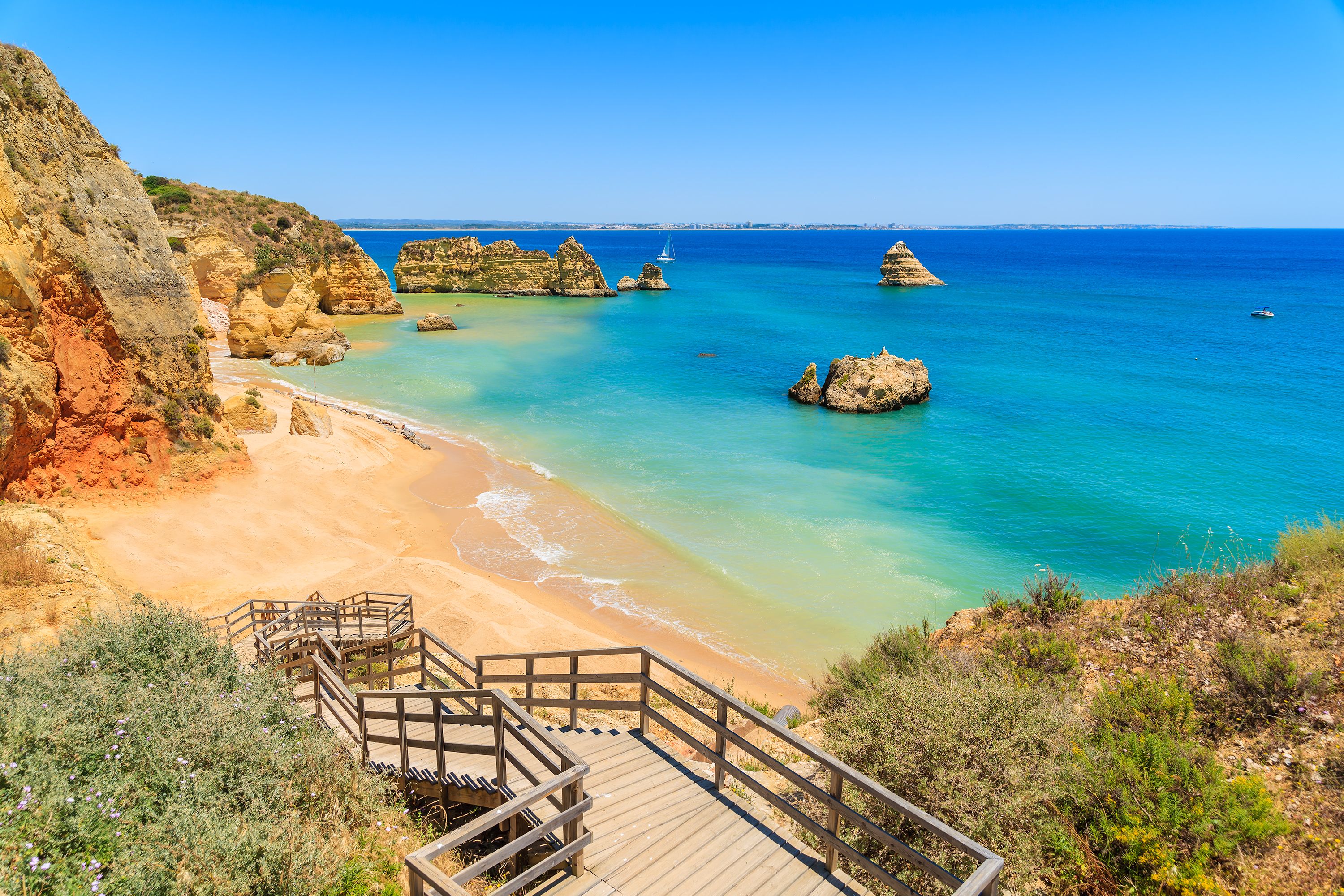 A view of Praia Dona Ana beach in Lagos, Portugal