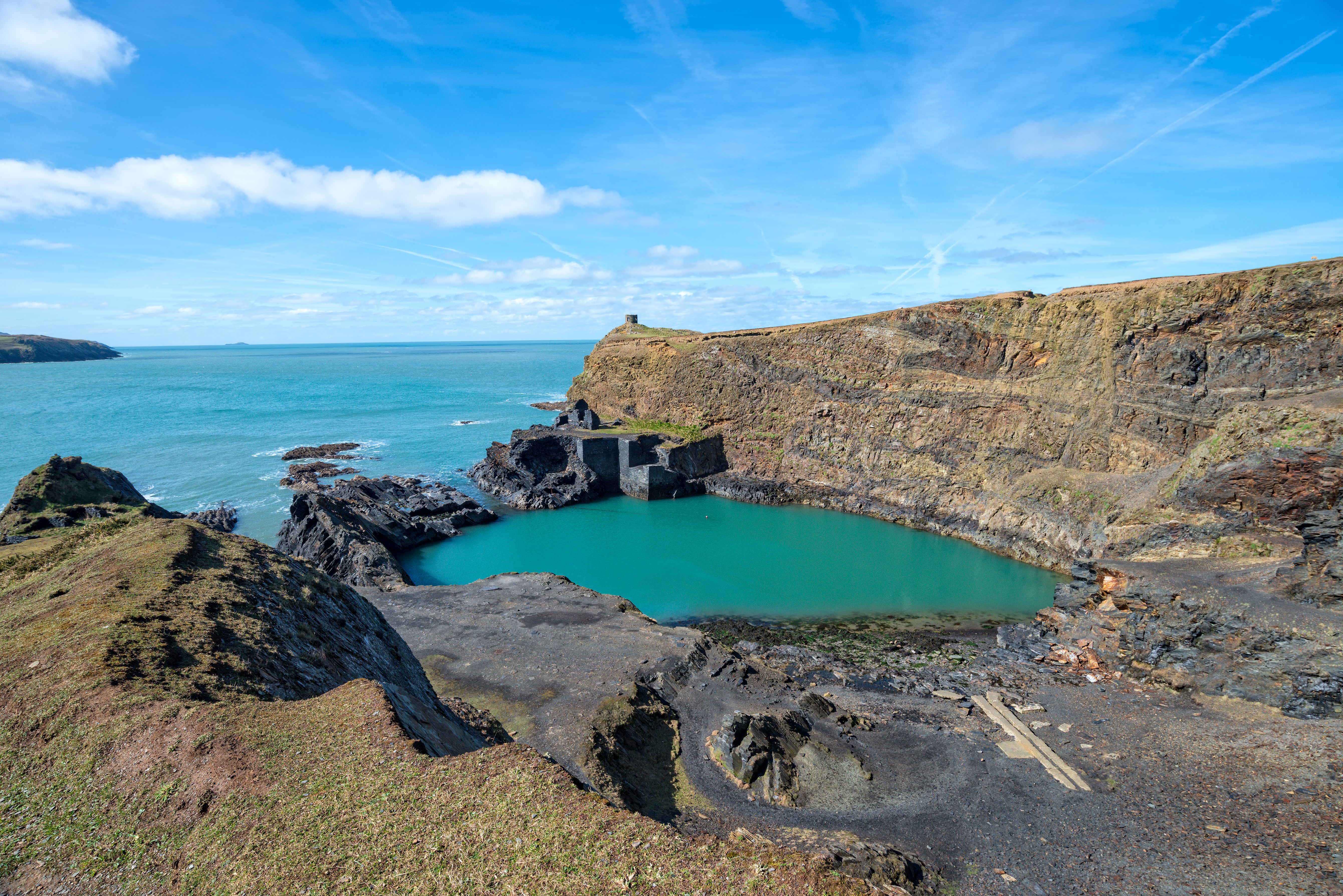 The Blue Pool at Abereiddy on the Pembrokeshire coast in Wales
