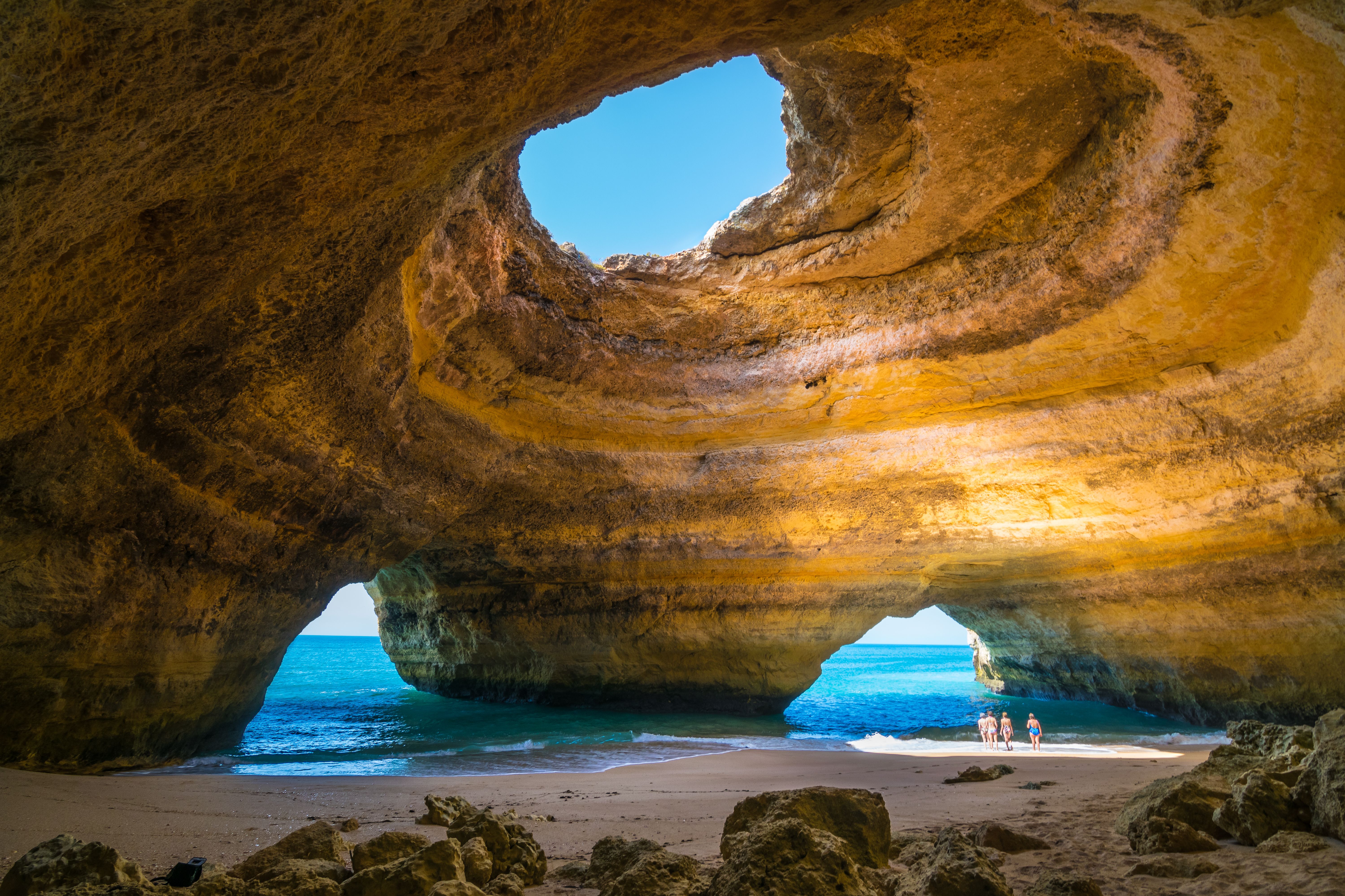 A view inside Benagil Sea Cave in Carvoeiro, the Algarve, Portugal
