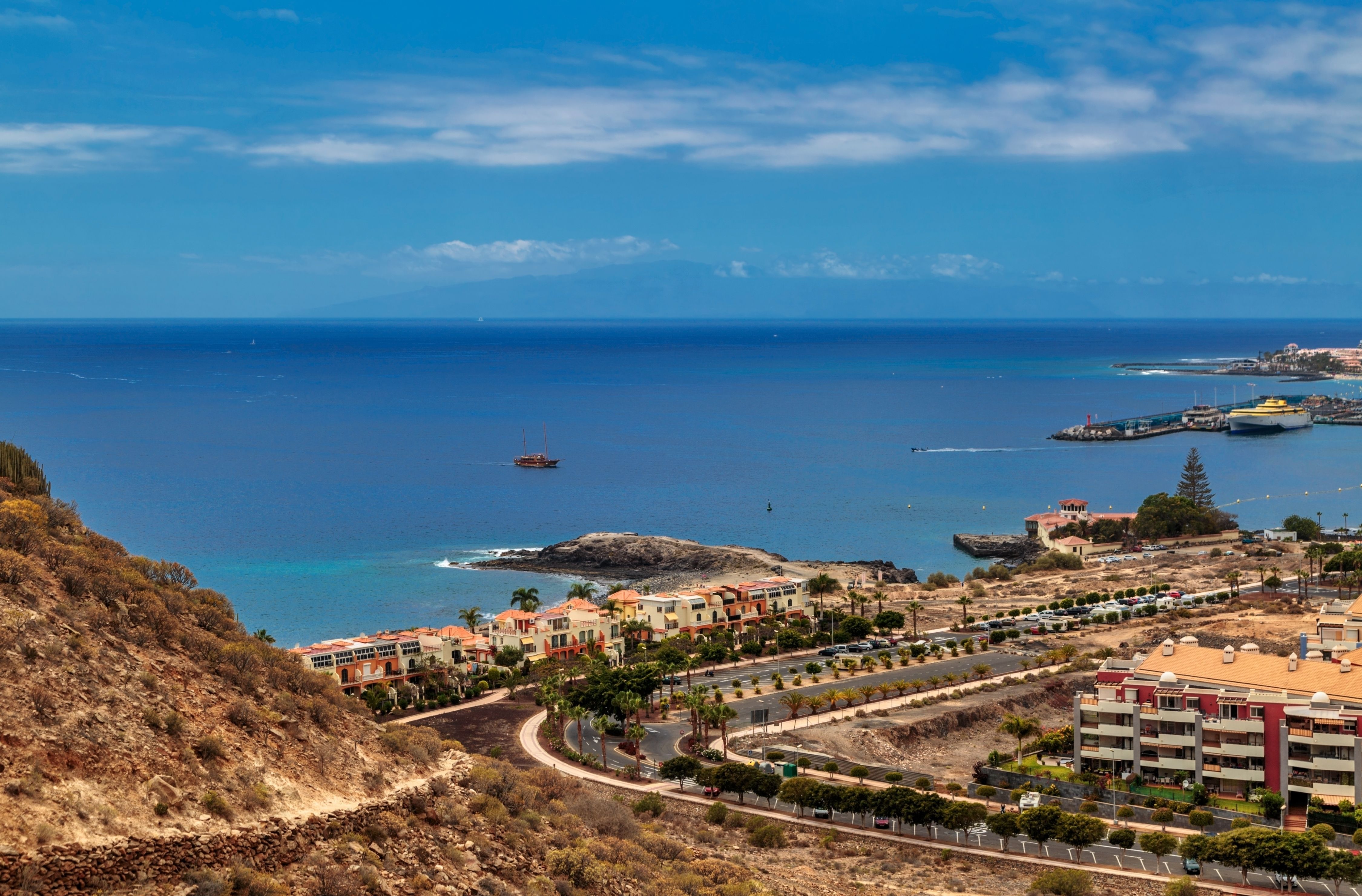 Aerial view of  Costa del Silencio resort and coastline in Tenerife, Canary Islands