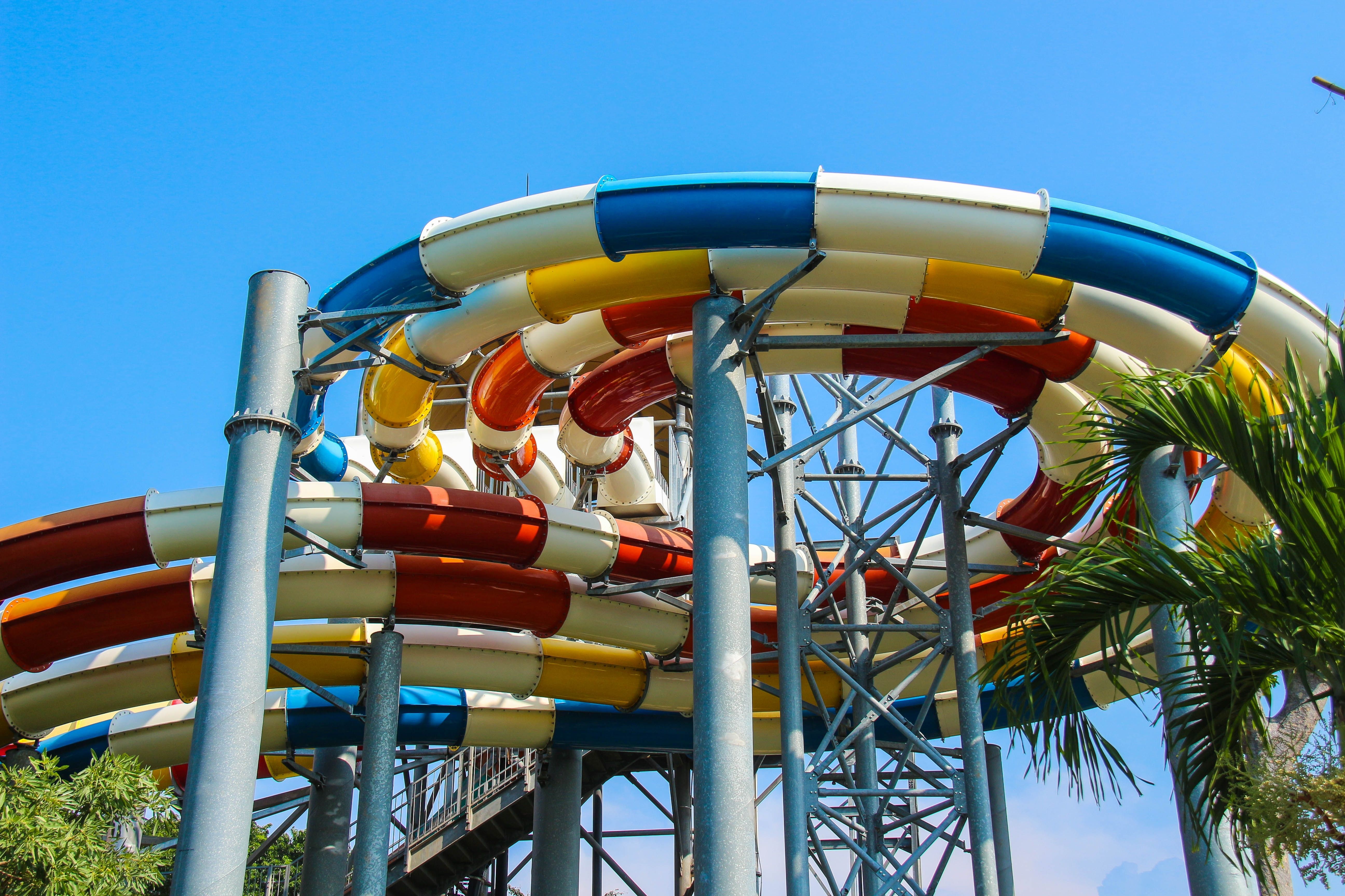 Colour tubes of a water slide at a water park
