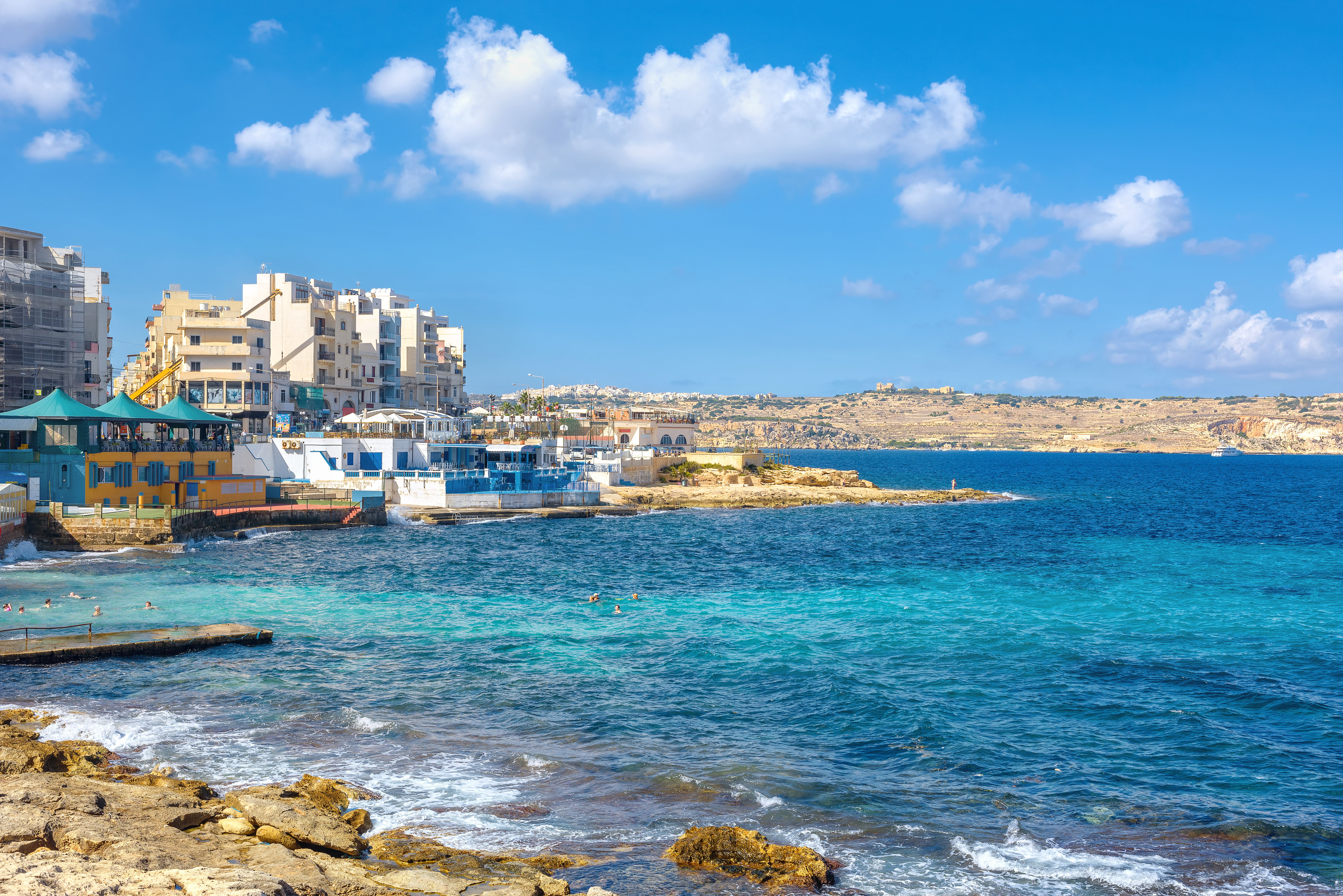 A view of Bugibba beach in Malta