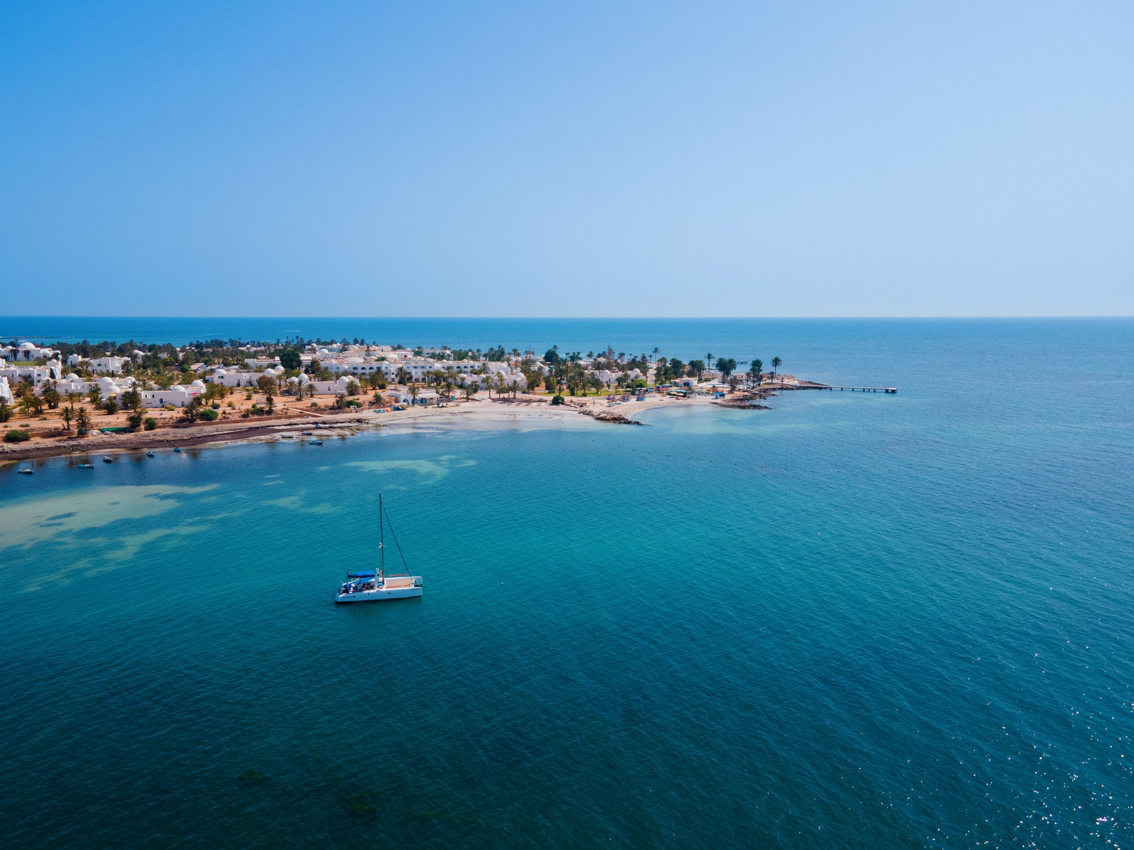 Aerial view of the coast of Djerba island in Tunisia
