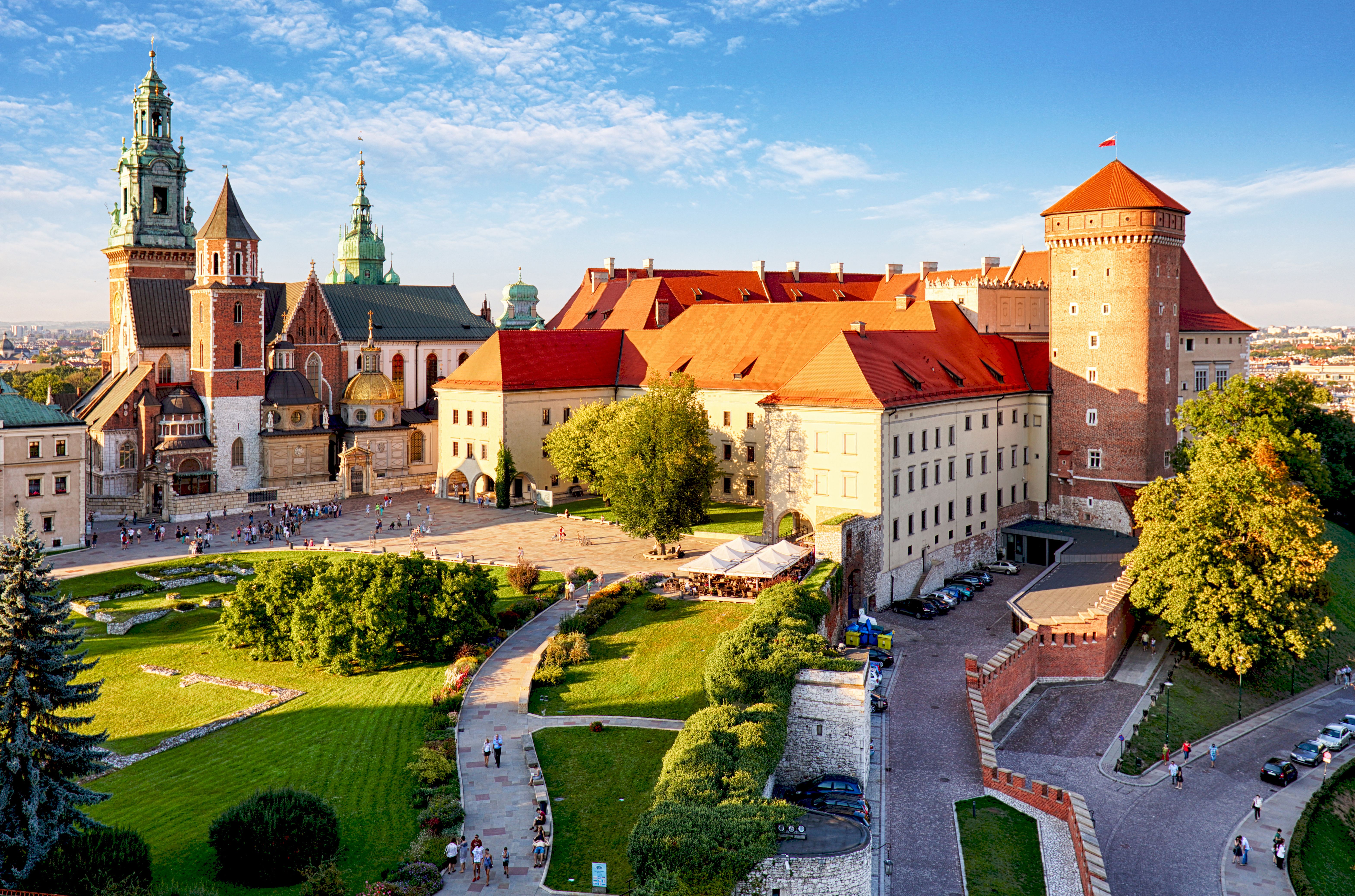 A view of Wawel castle in Krakow on a sunny day
