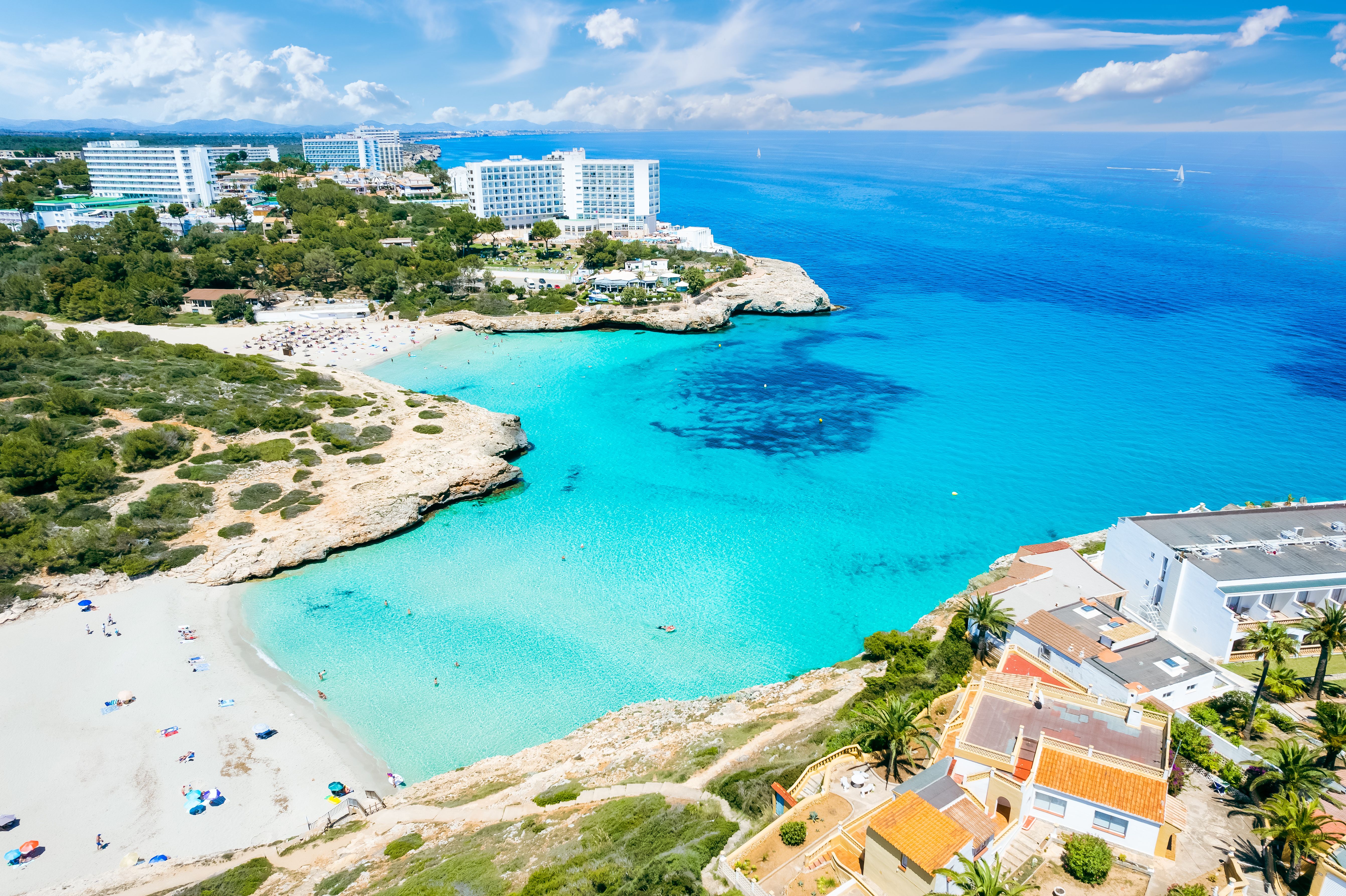 Cala Domingo beach in the resort of Calas de Majorca in the Balearic Islands